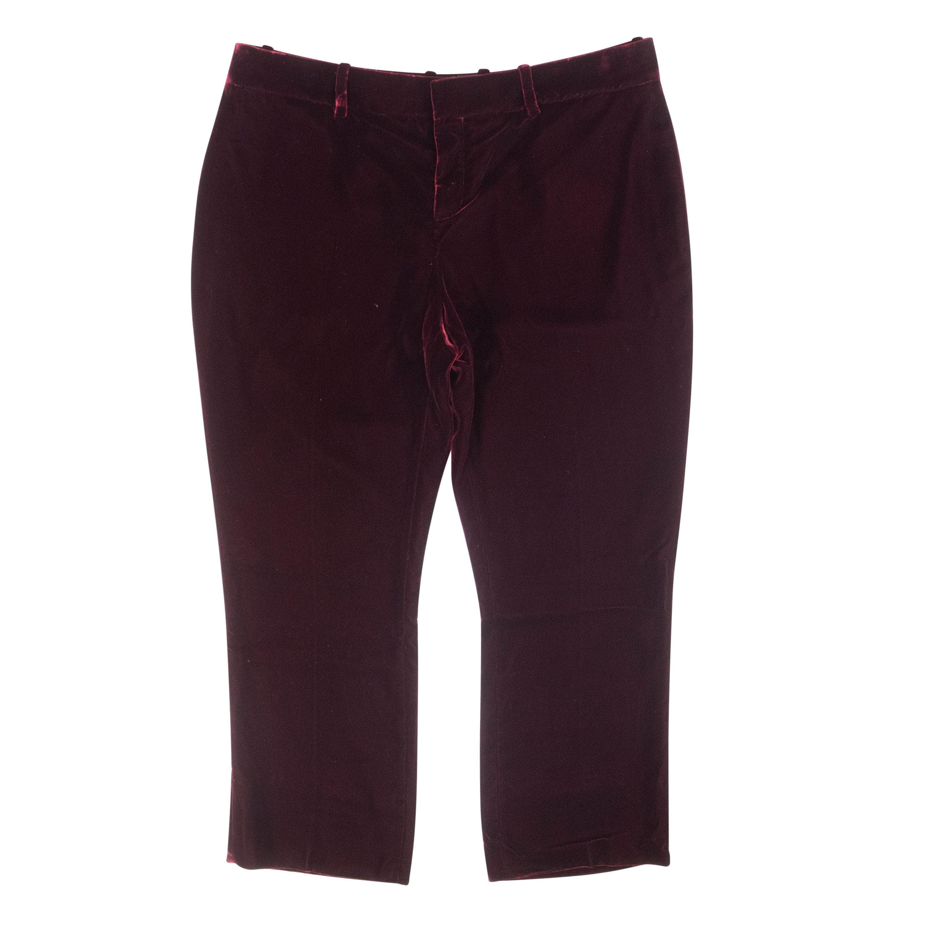 Saint Laurent YSL-XBTM-0022/34 NWT SAINT LAURENT Burgundy Cropped Straight-Fit Velvet Slacks Size 34 $1290 YSL-XBTM-0022/34