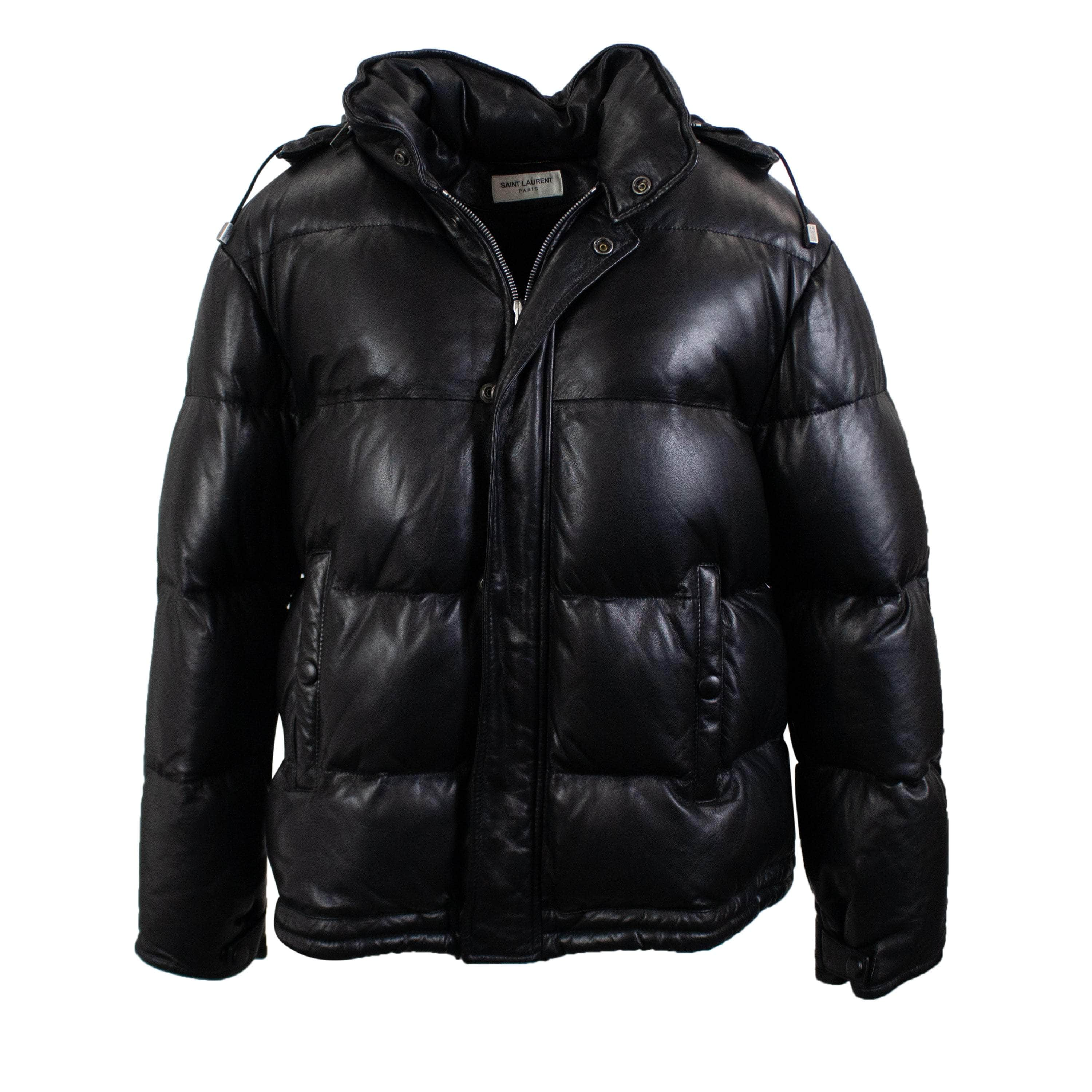 Saint Laurent YSL-XOTW-0008/36 NWT SAINT LAURENT Black Leather Goose Down Jacket Size 36 $5980 YSL-XOTW-0008/36