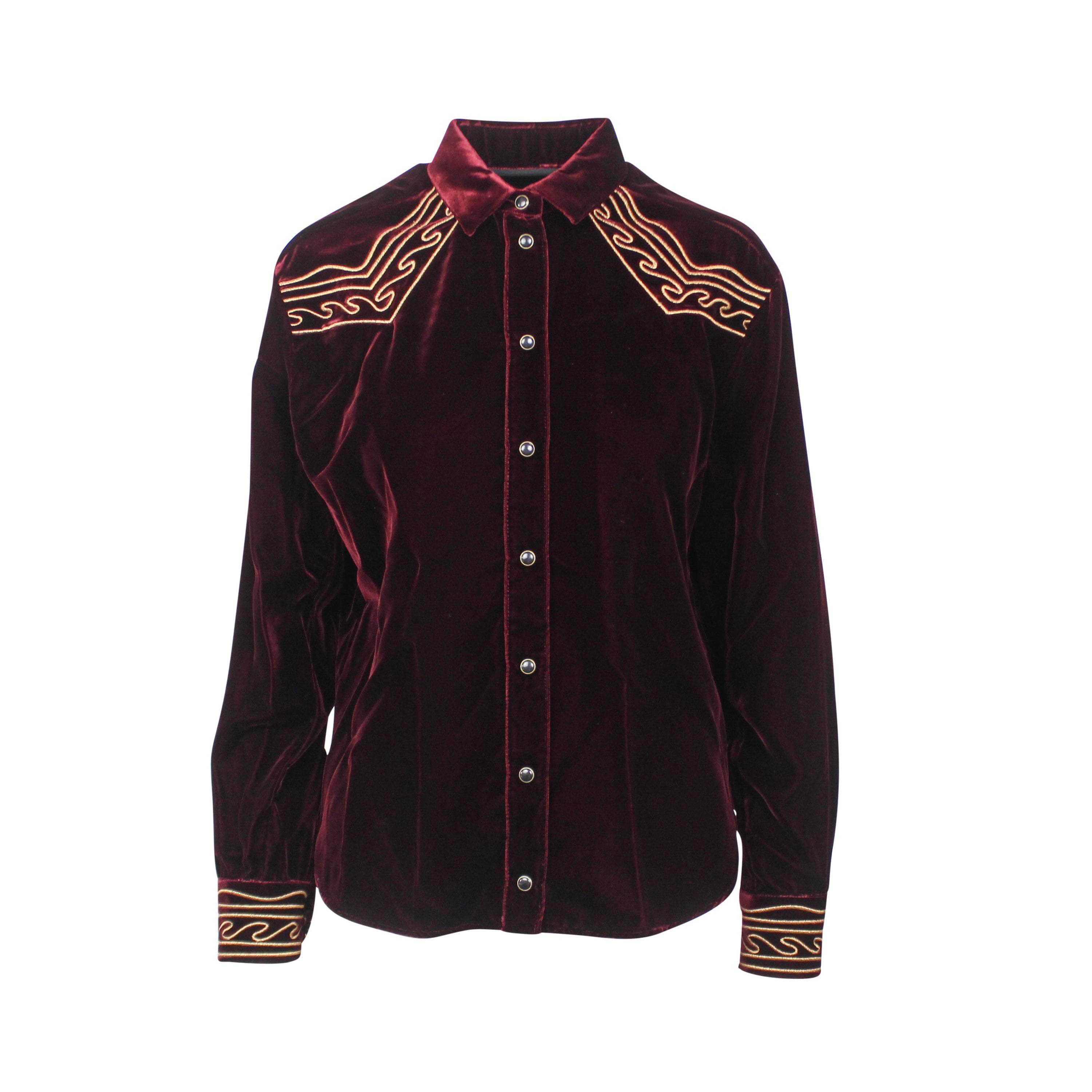 Saint Laurent YSL-XTPS-0010/34 NWT Saint Laurent BURGUNDY Velvet Shirt Size 34 $1290 YSL-XTPS-0010/34