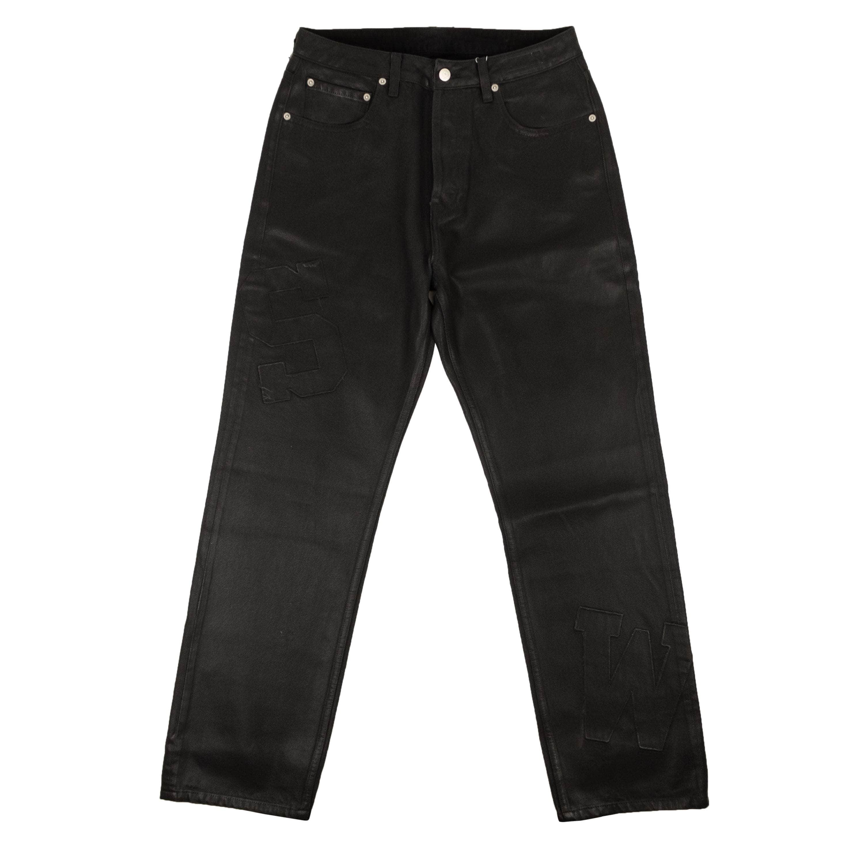 Saintwoods SWS-XJNS-0001/L NWT SAINTWOODS Black Cotton Coated Denim Straight Fit Jeans Size L $480 SWS-XJNS-0001/L