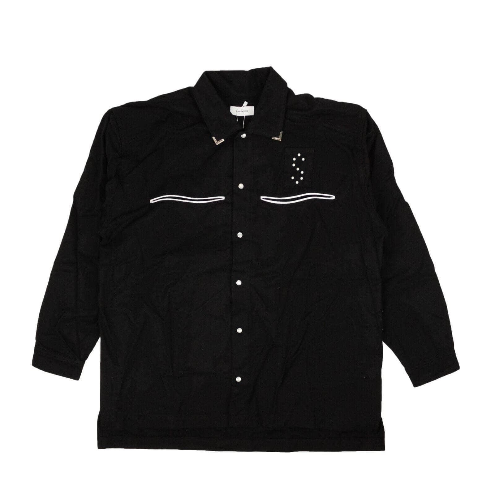 Saintwoods SWS-XTPS-0002/L NWT SAINTWOODS Black Cotton Star Flannel Button Up Shirt Size L $420 SWS-XTPS-0002/L