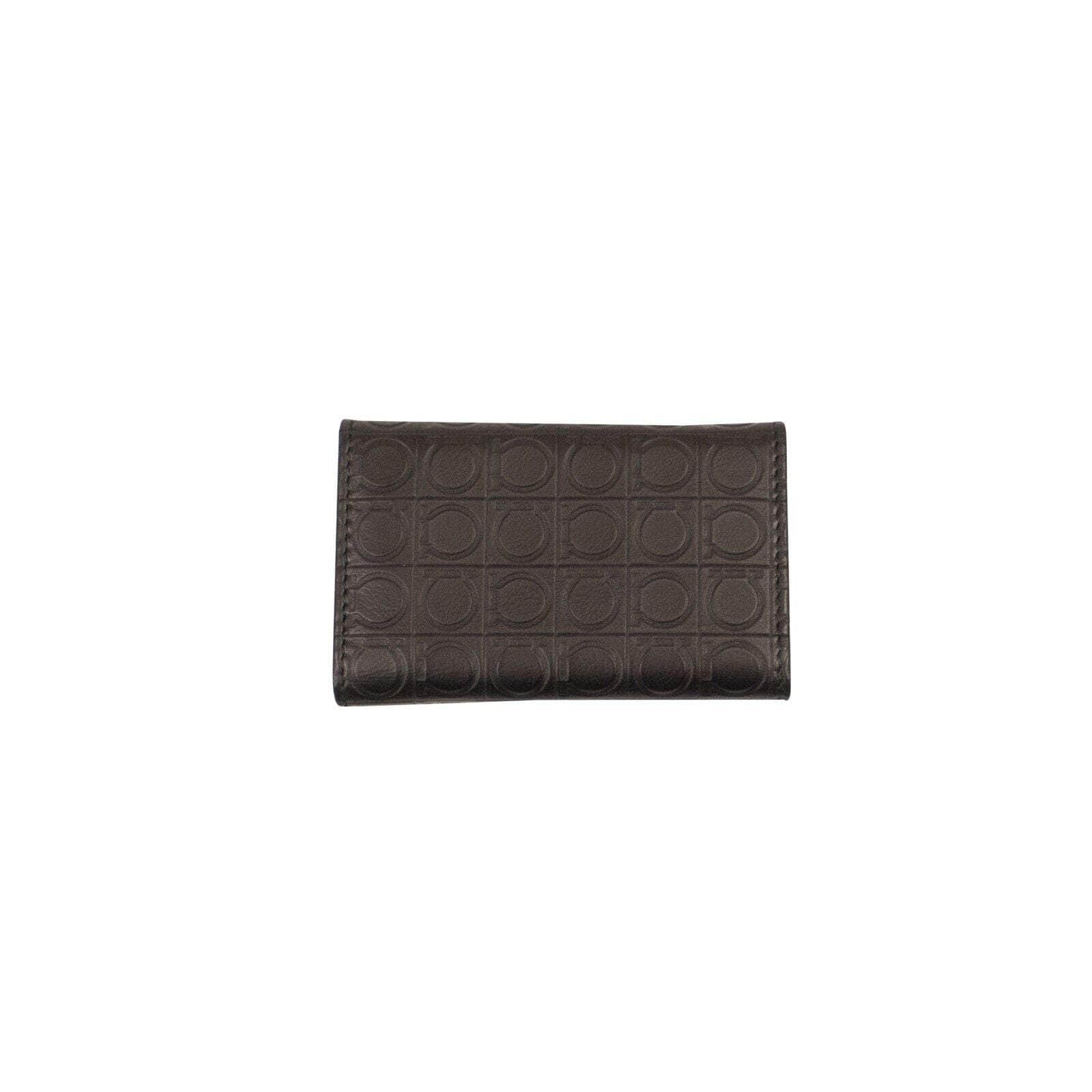 Salvatore Ferragamo channelenable-all, chicmi, couponcollection, gender-mens, main-accessories, mens-pouches, mens-shoes, shop375, under-250 OS Black Embossed Logo Tri Fold Wallet FRG-XACC-0001/OS FRG-XACC-0001/OS