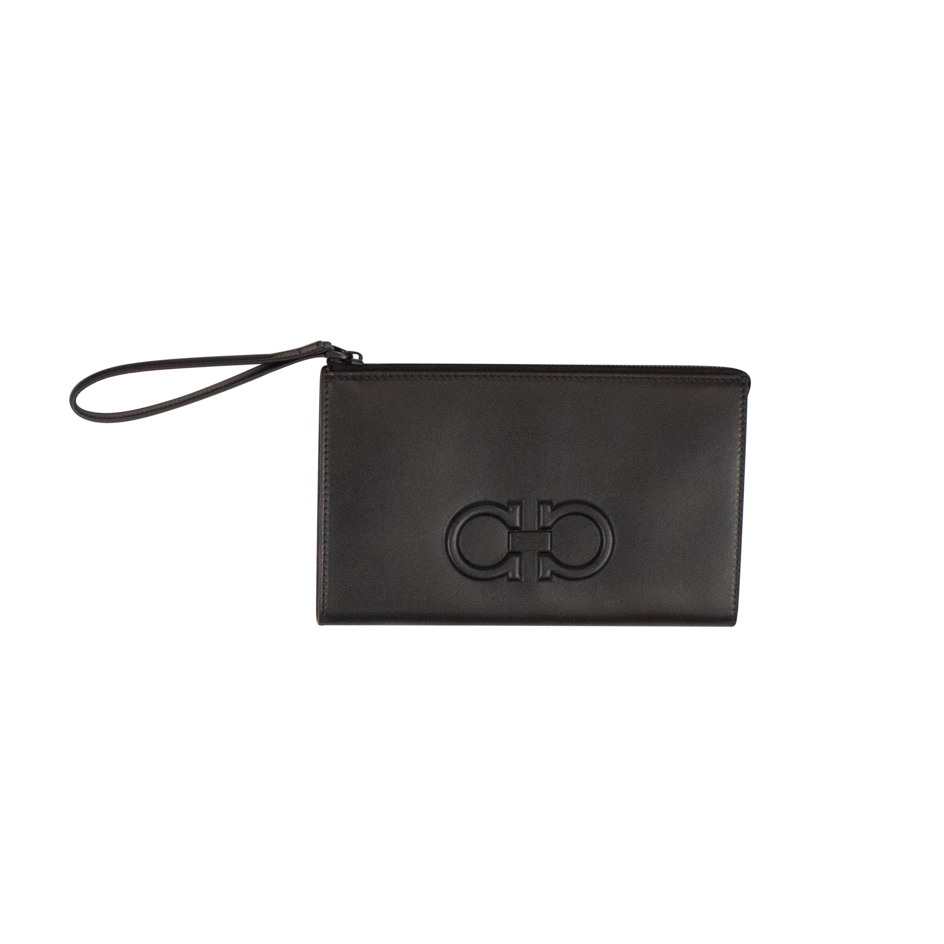 Salvatore Ferragamo channelenable-all, chicmi, couponcollection, gender-mens, main-accessories, mens-pouches, mens-shoes, shop375, under-250 OS EMBOSSED GANCINI EMBLEM POUCH FRG-XACC-0007/OS FRG-XACC-0007/OS
