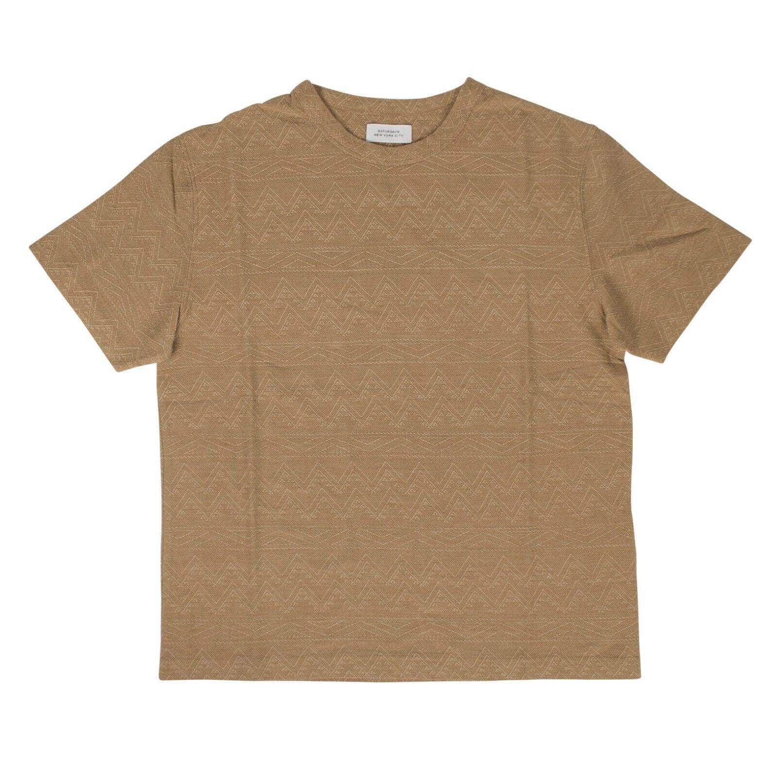 SATURDAYS NYC Men's T-shirts XS Cotton Elliot Jacquard Short Sleeve T-Shirt - Khaki 80ST-SAT-1183/XS 80ST-SAT-1183/XS