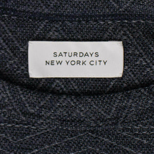 SATURDAYS NYC Men's T-shirts XS Cotton Graham Jacquard Long Sleeve T-Shirt - Blue 80ST-SAT-1181/XS 80ST-SAT-1181/XS