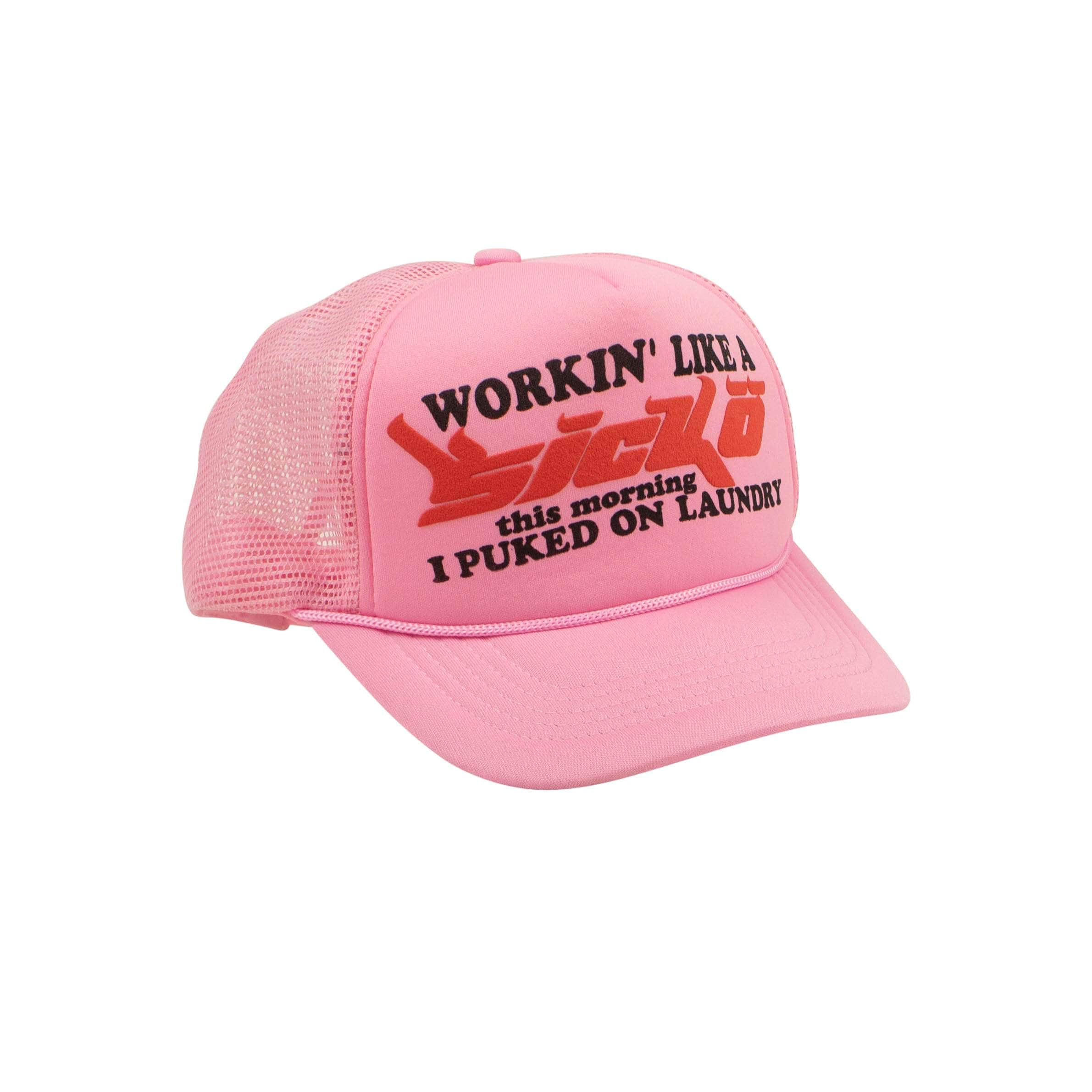 Sicko 95-SCK-3010/OS NWT SICKO Pink Working Like A Sicko Trucker Hat Cap Size OS 95-SCK-3010/OS