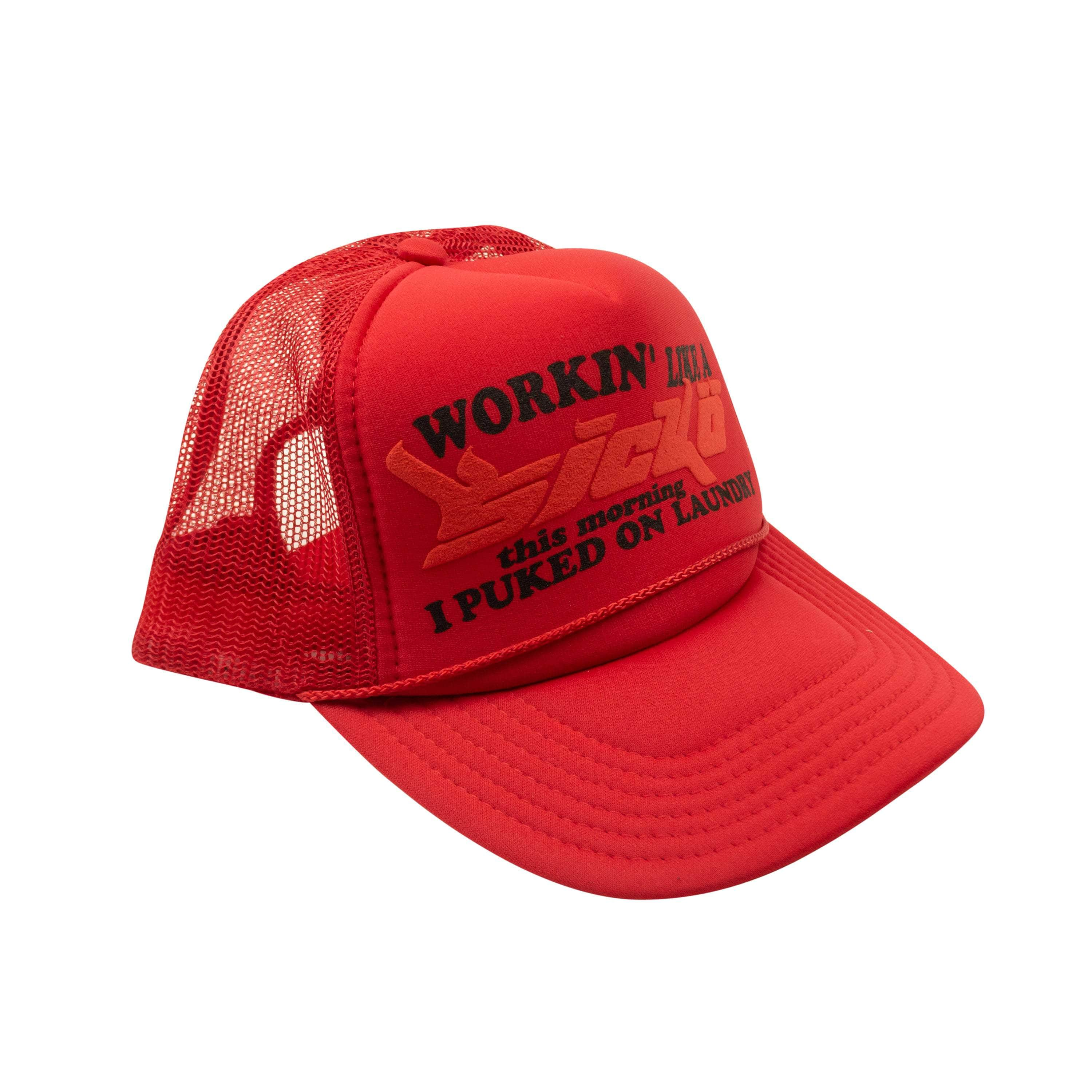 Sicko SCK-XACC-0006/OS NEW SICKO Red Working Like a Sicko Trucker Hat Size OS SCK-XACC-0006/OS