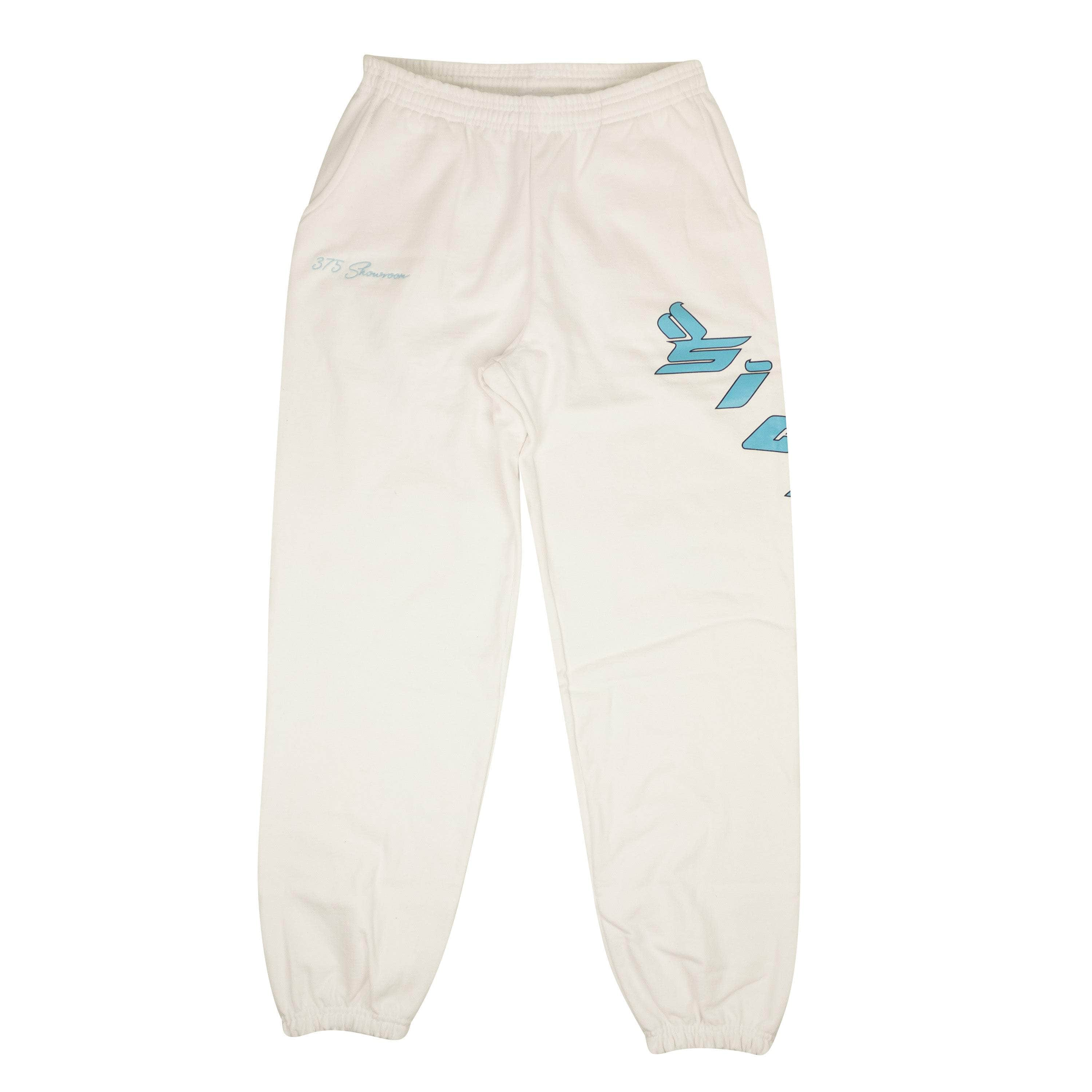 Sicko x 375 95-SKO-1007/M NWT SICKO X 375 White Cotton Light Blue Logo Print Sweatpants Size M 95-SKO-1007/M