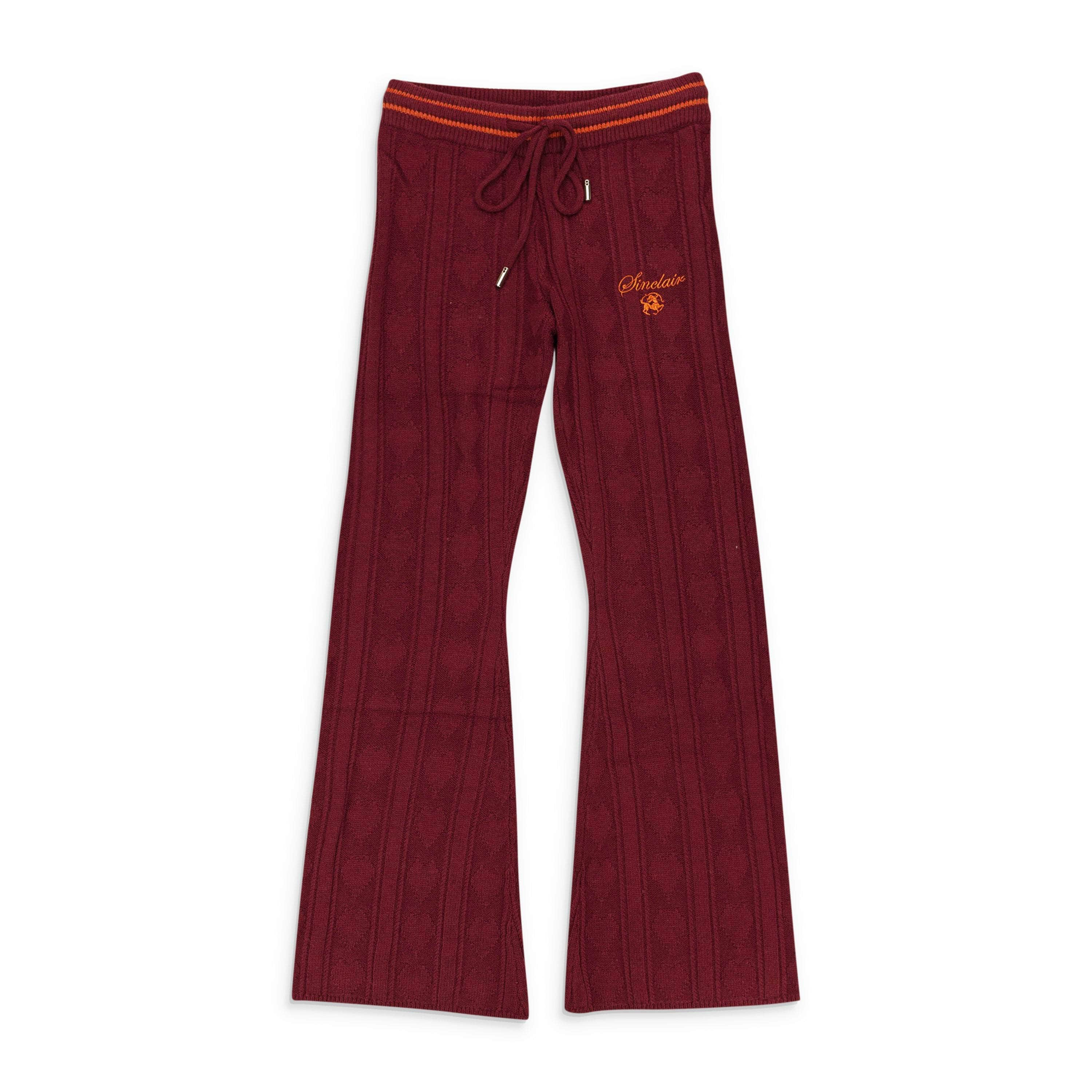 SINCLAIR SLR-XBTM-0023/L SLR-XBTM-0023/L DAISY_LANE_KNIT_PANTS_BURGUNDY Burgundy SINCLAIR Daisy Lane Knit Pants Size L SLR-XBTM-0023/L