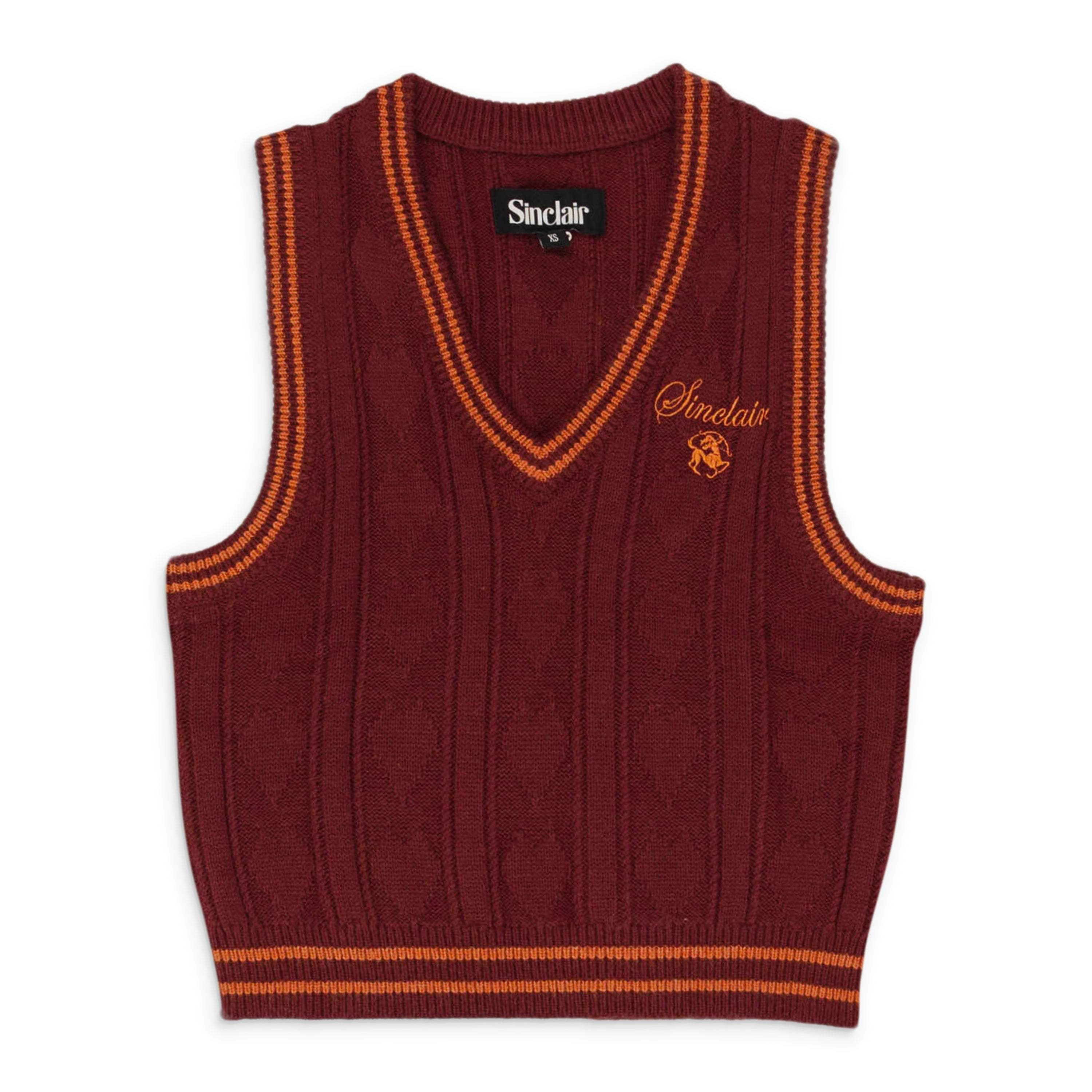 SINCLAIR SLR-XTPS-0006/L SLR-XTPS-0006/L DAISY_LANE_KNIT_VEST_BURGUNDY Burgundy SINCLAIR Daisy Lane Knit Vest Size L SLR-XTPS-0006/L