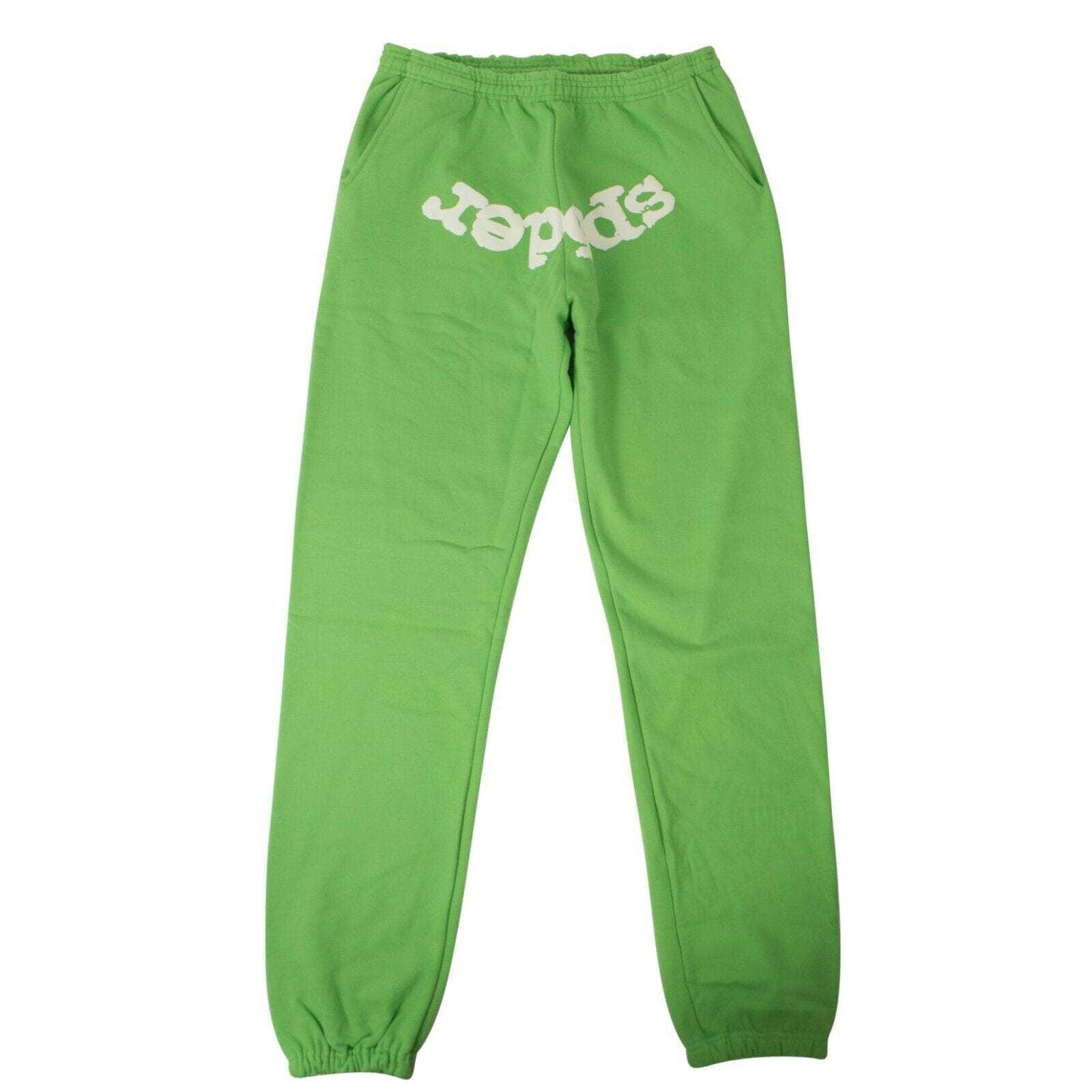 Sp5der 250-500, chicmi, couponcollection, gender-mens, main-clothing, mens-joggers-sweatpants, size-xl, sp5der XL Green Cotton Logo Print Sweatpants 75LE-SP5-1016/XL