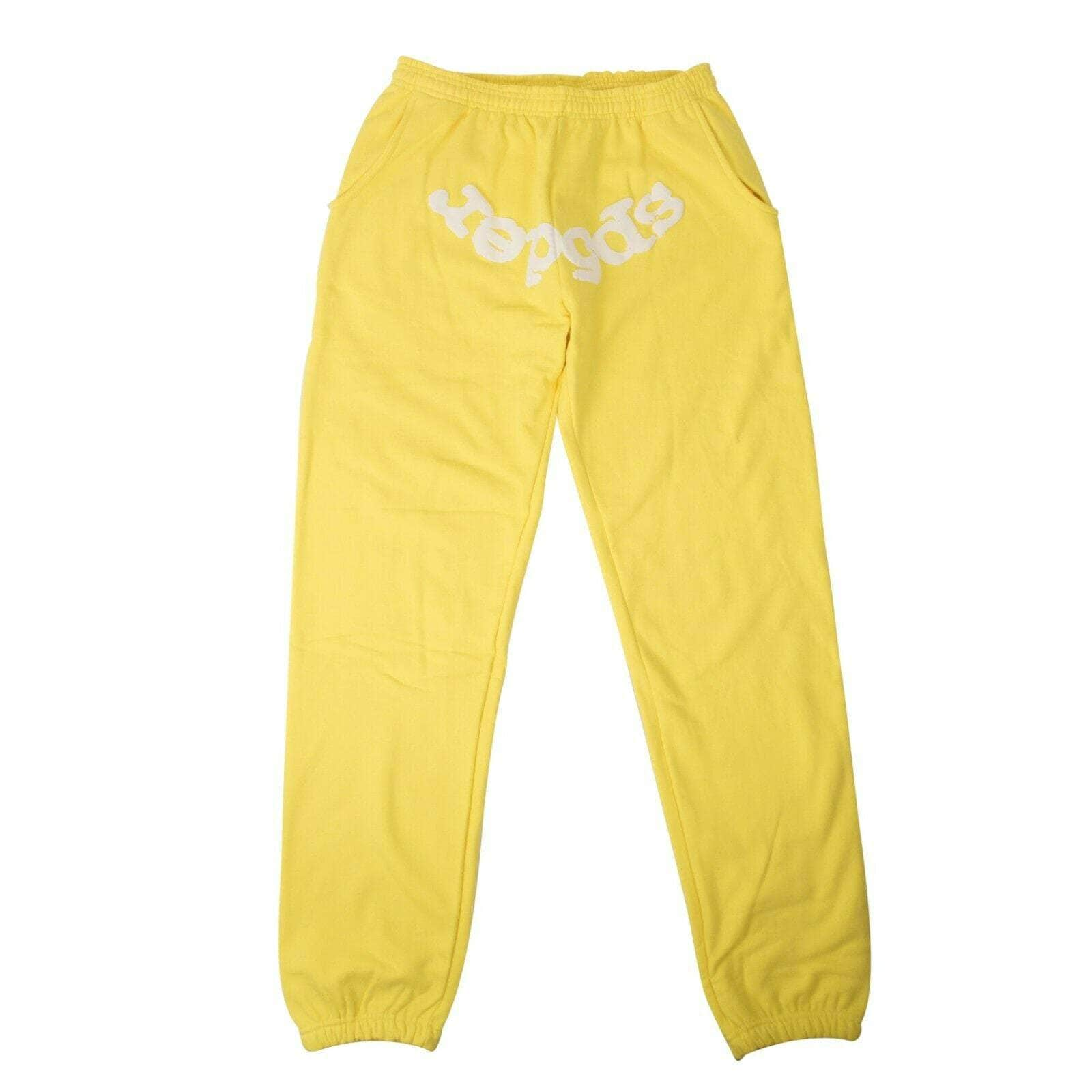 SP5DER 75LE-SP5-1006/XL NWT SP5DER Yellow Cotton Logo Print Sweatpants Size XL 75LE-SP5-1006/XL