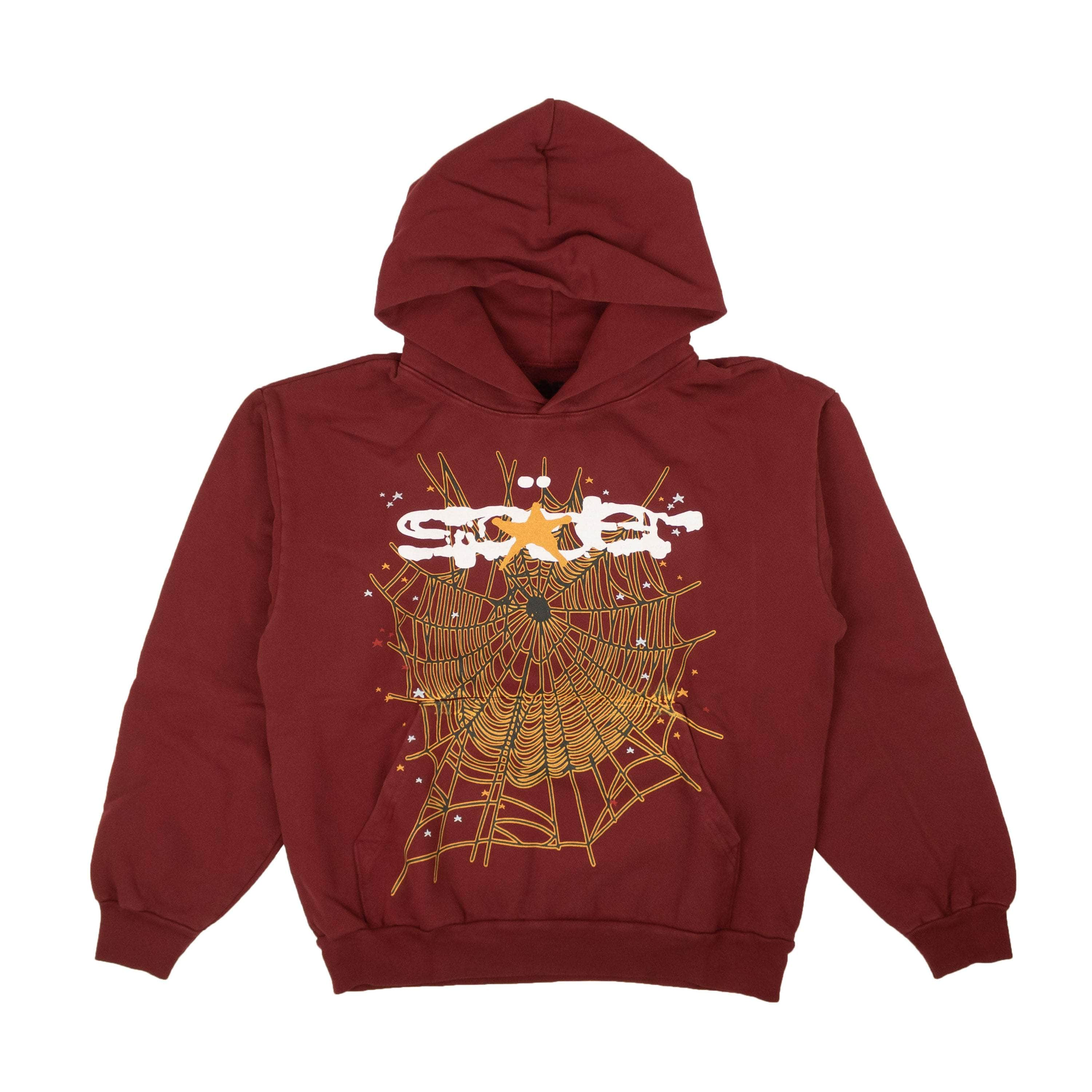 SP5DER SP5-XHDS-0006/L NWT SP5DER Maroon Cotton Web Logo Hoodie Sweatshirt Size L SP5-XHDS-0006/L