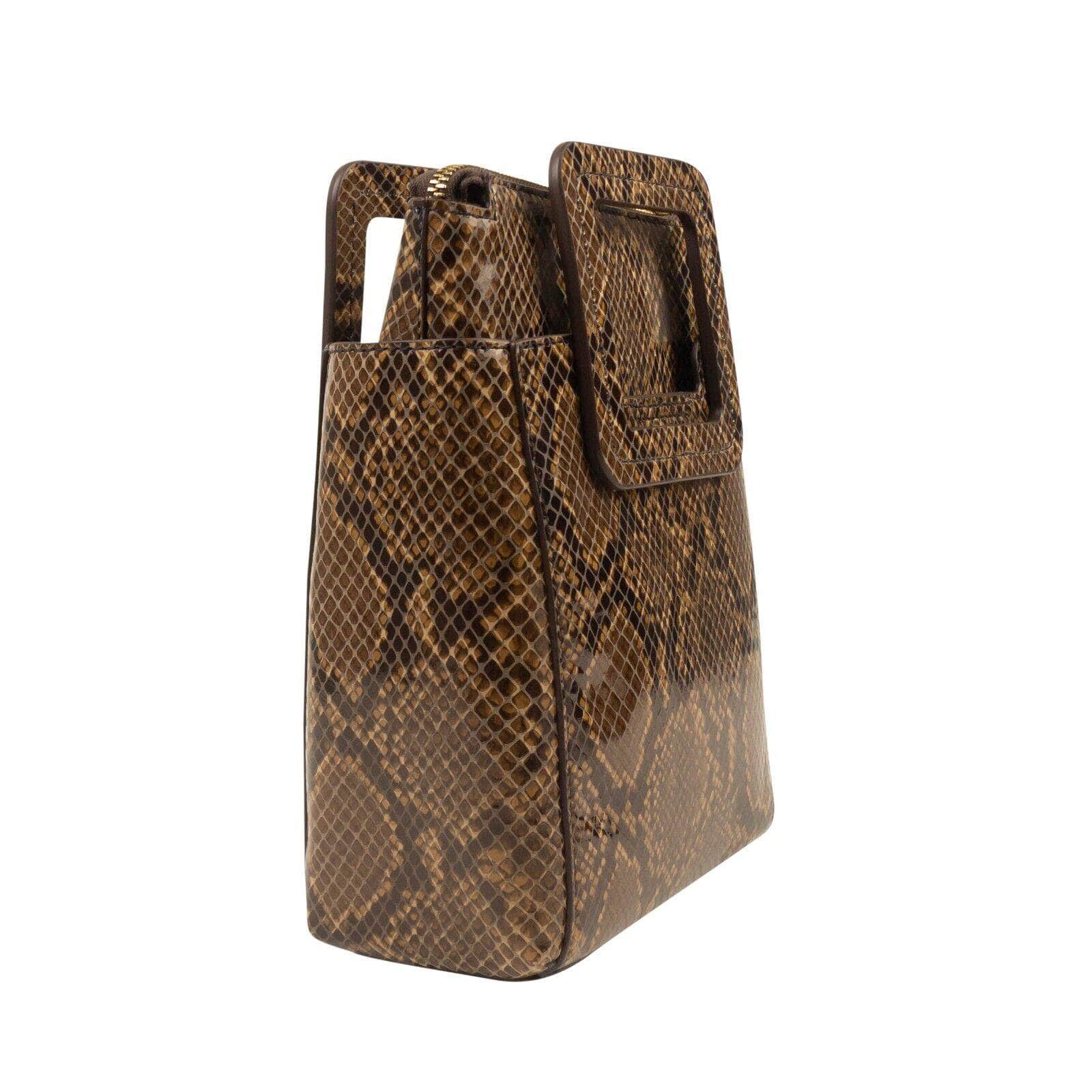 Staud channelenable-all, chicmi, couponcollection, gender-womens, main-handbags, MixedApparel, size-os, staud, under-250, womens-clutches-pouches OS Caramel Brown Snake Mini Shirley Bag 95-STD-3006/OS 95-STD-3006/OS