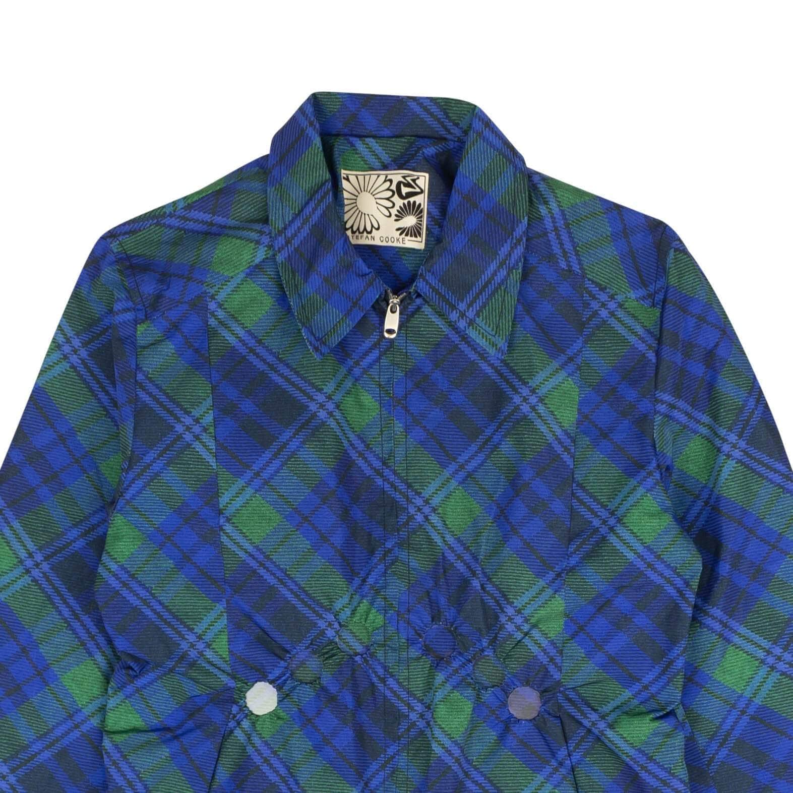 Stefan Cooke 500-750, channelenable-all, chicmi, couponcollection, gender-mens, main-clothing, mens-bombers, mens-shoes, size-m, size-s, stefan-cooke Blue And Green Studded Plaid Tartan Print Jacket