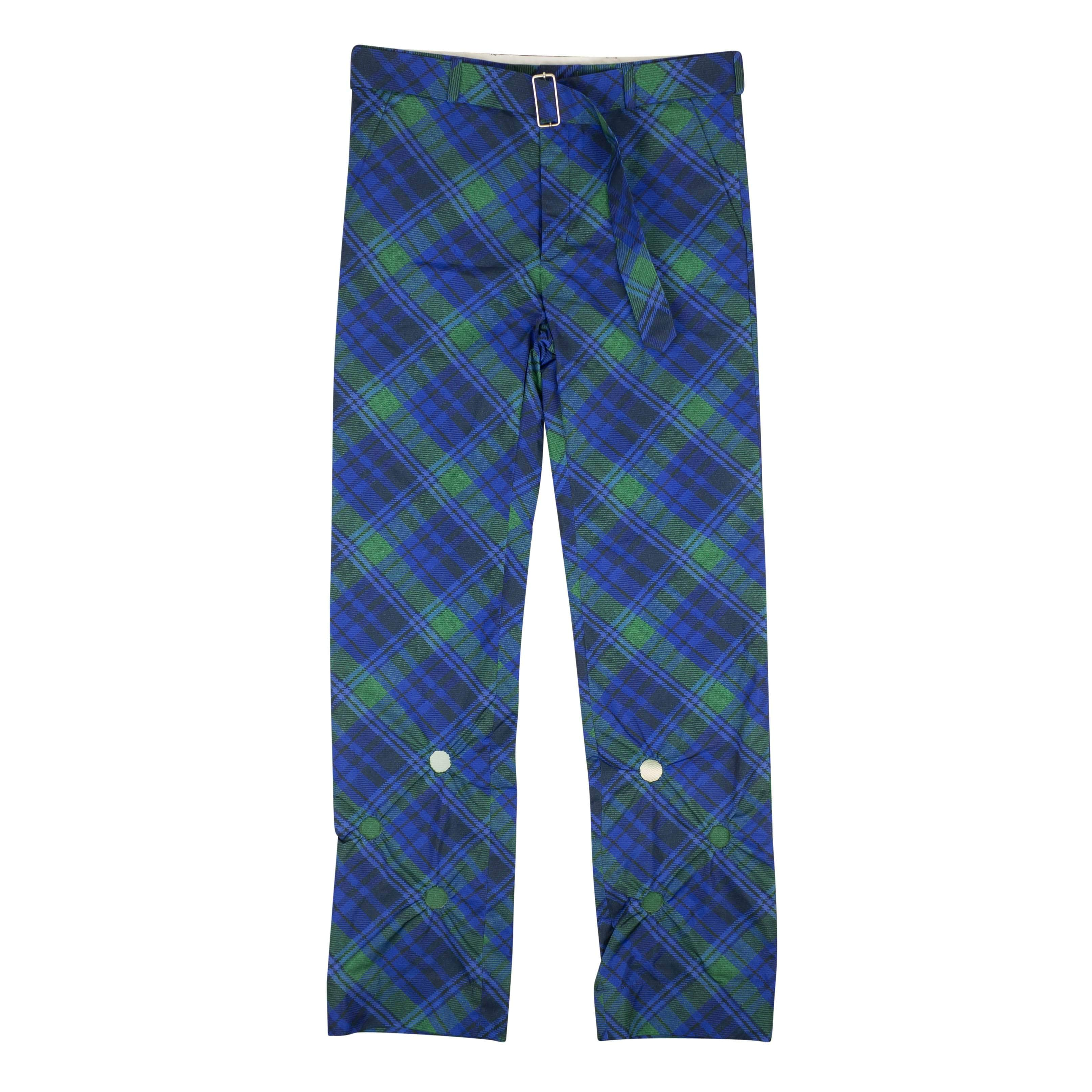 Stefan Cooke 95-SCE-1002/L NWT STEFAN COOKE Blue & Green Studded Tartan Print Trousers Size L $835 95-SCE-1002/L