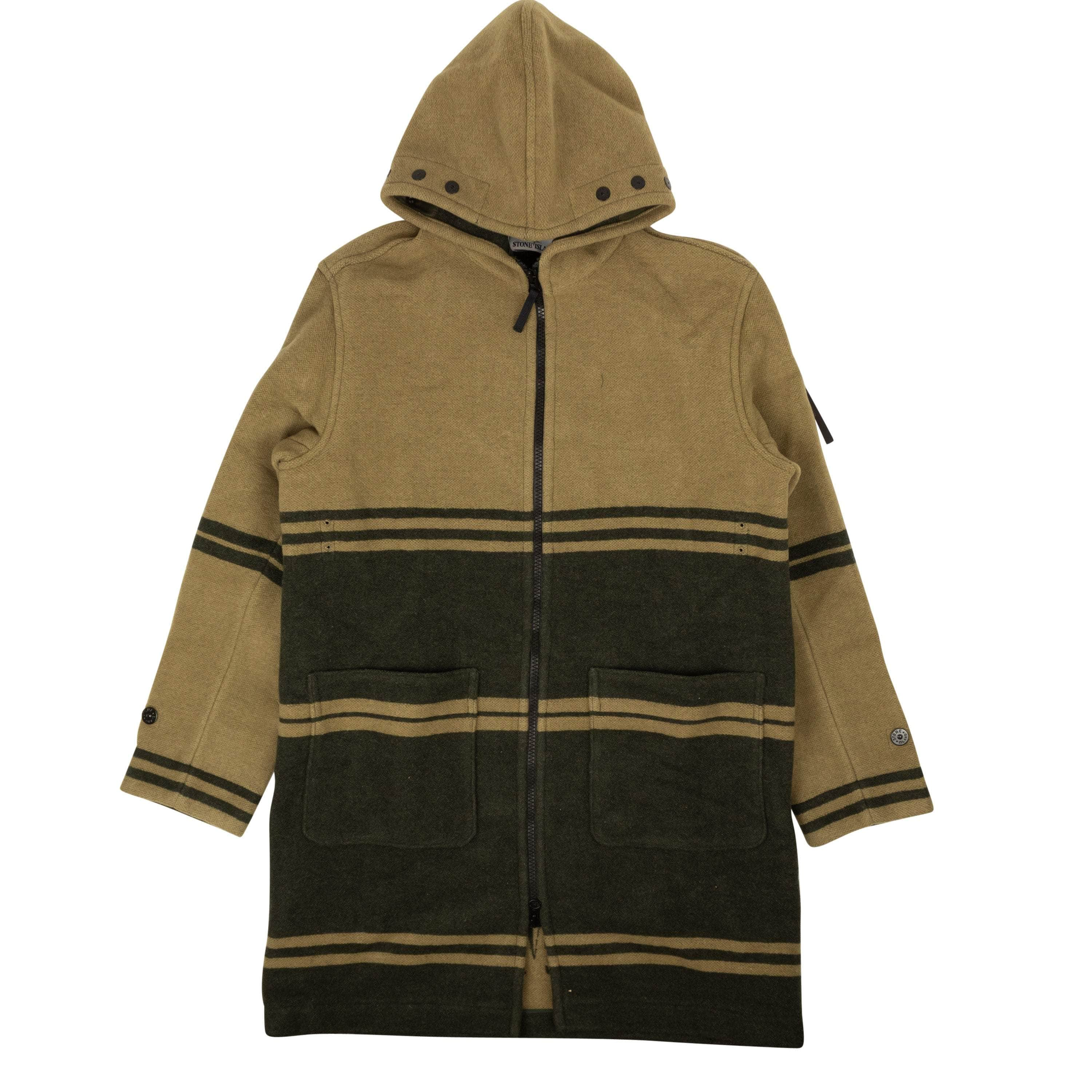 Stone Island 95-STI-0004/M NWT STONE ISLAND Khaki & Green Striped Wool Coat Size M $1360 95-STI-0004/M