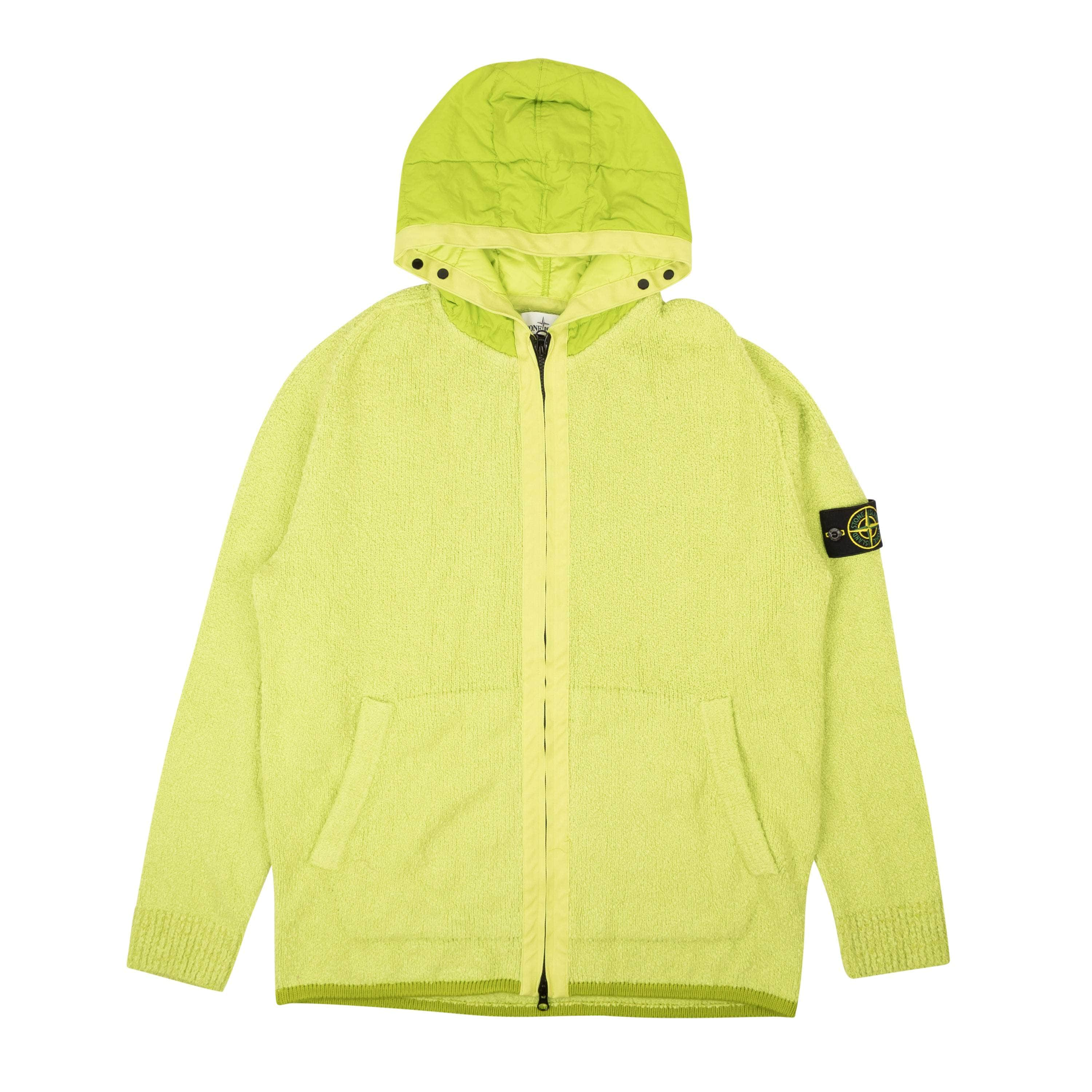 Stone Island 95-STI-1014/M NWT STONE ISLAND Lime Green Boucle Zip Up Puffer Hoodie Size M $585 95-STI-1014/M