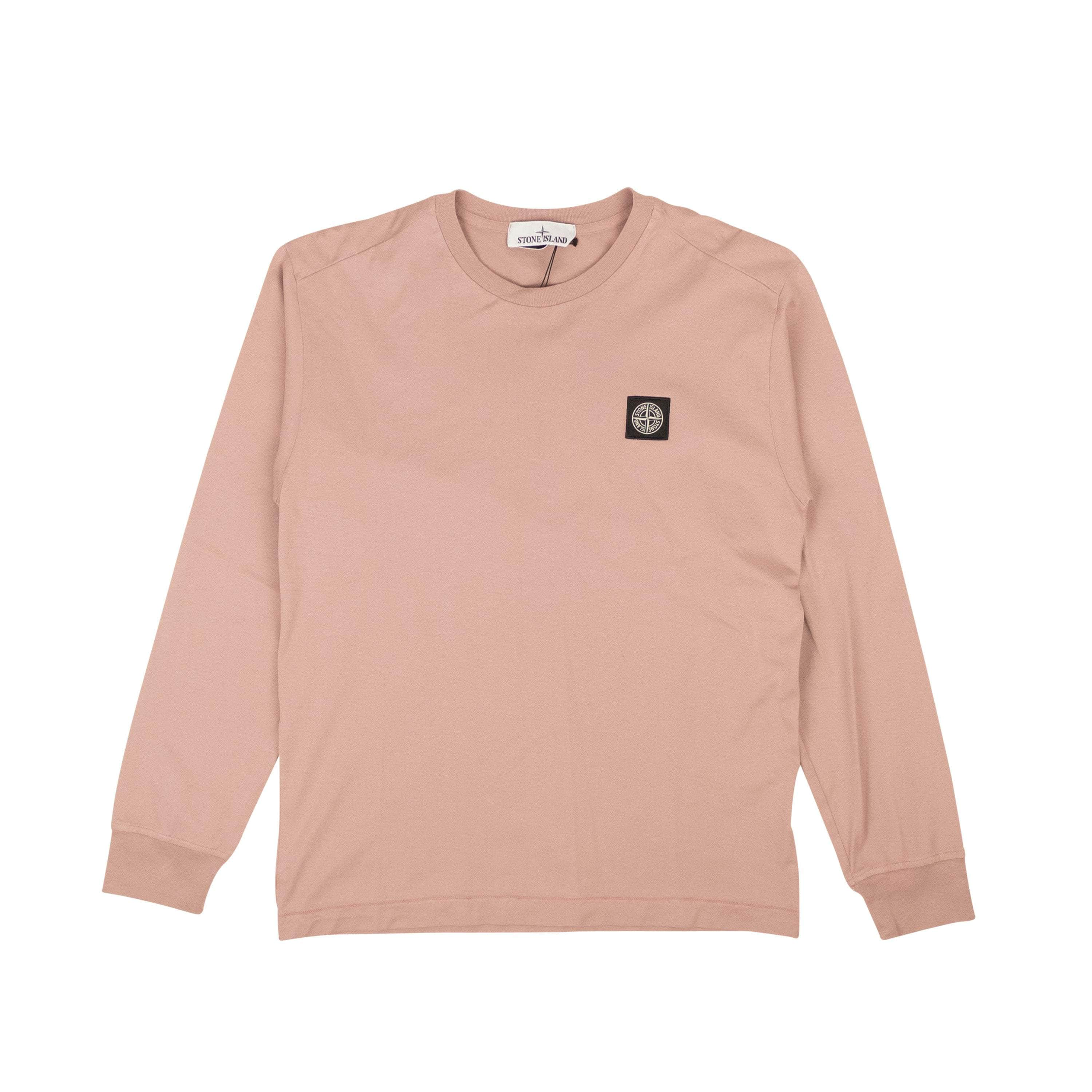 Stone Island STI-XTSH-0003/L NWT STONE ISLAND Pink Cotton Logo Patch Long Sleeve T-Shirt Size L $180 STI-XTSH-0003/L