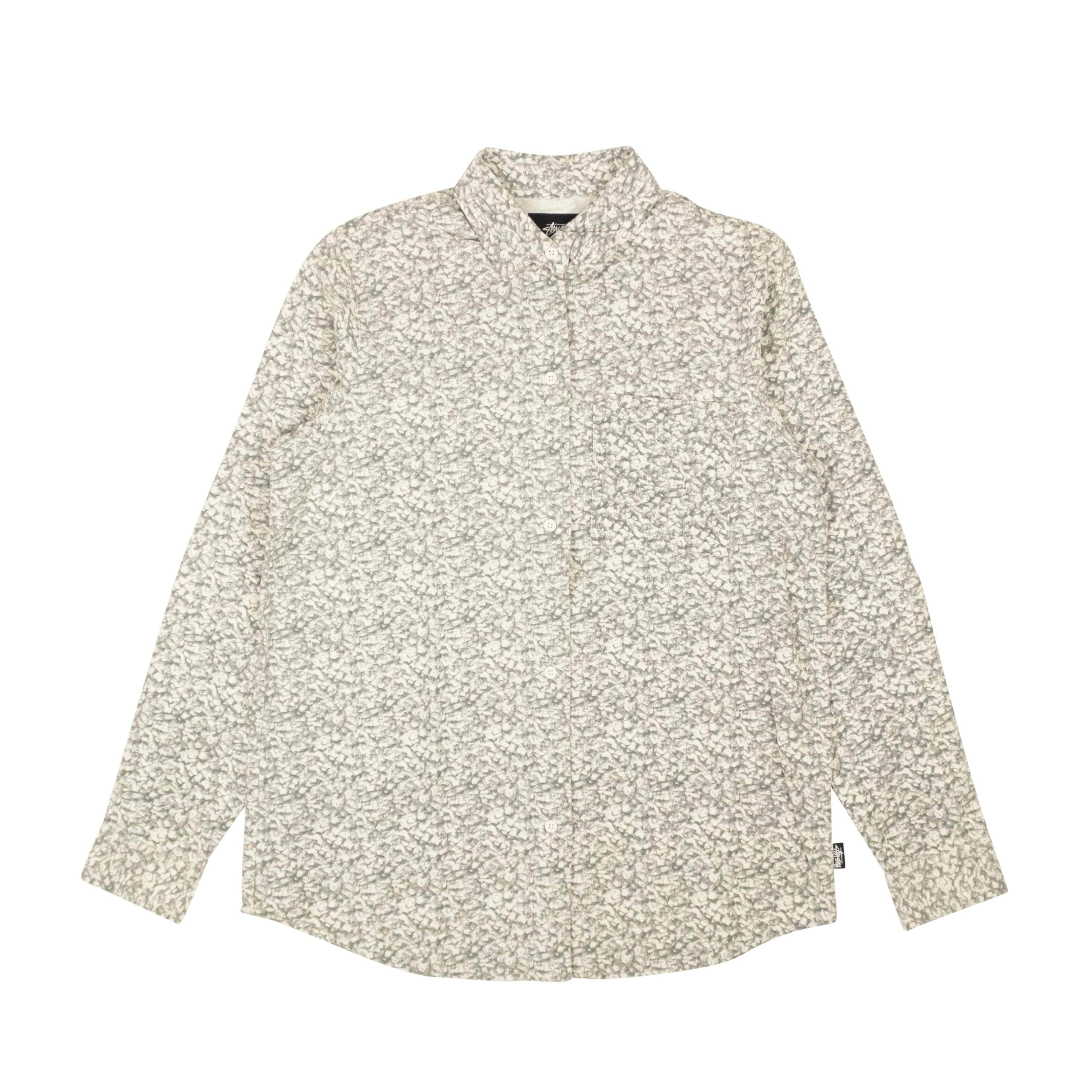 Stussy 95-SSY-1006/S NWT STUSSY Natural White Printed Sherpa Button Down Shirt Size S $100 95-SSY-1006/S