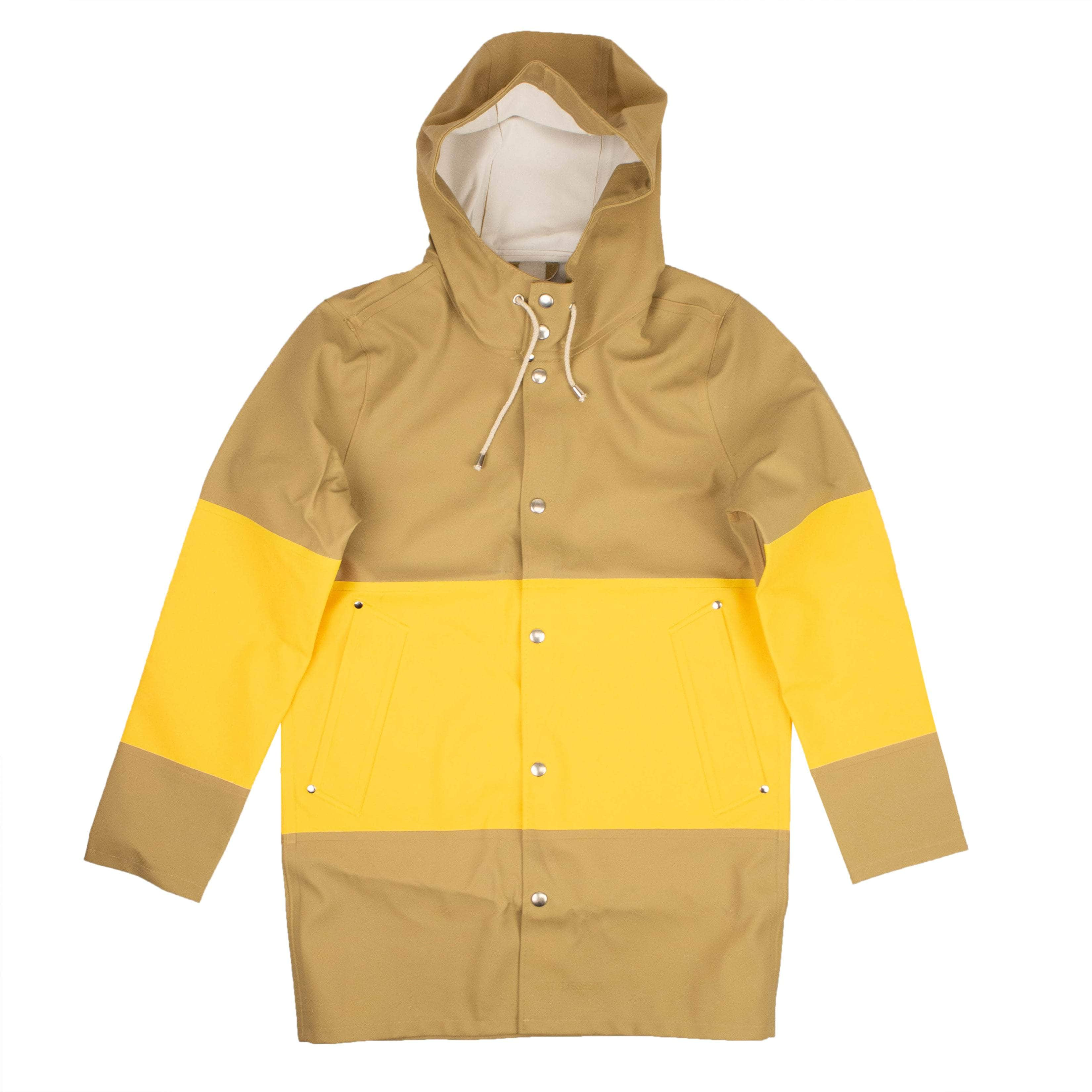 Stutterheim 95-SHM-0013/XS NWT STUTTERHEIM Sand & Yellow Stockholm Large Stripe Raincoat Size XS $325 95-SHM-0013/XS