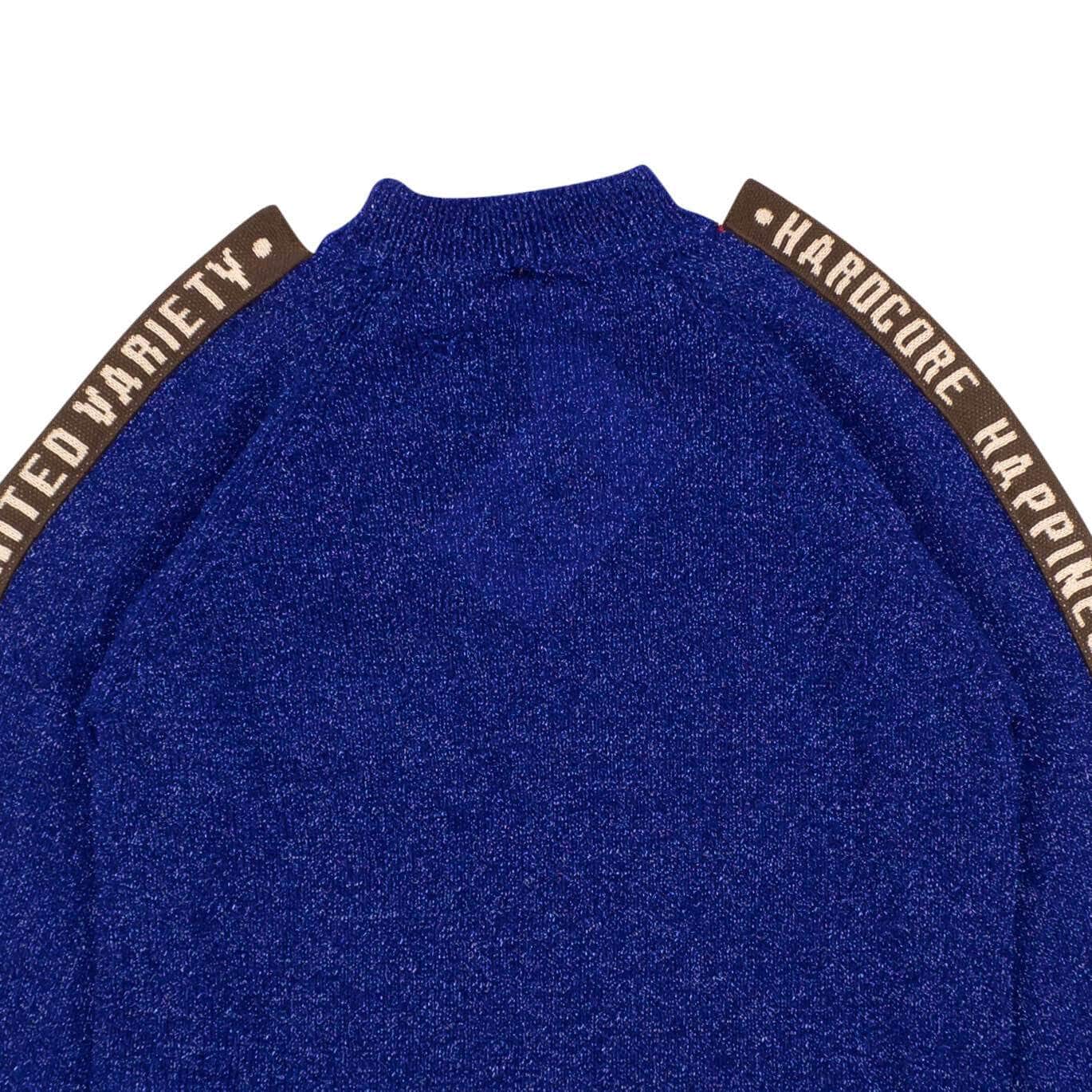 Survival Of The Fashionest 250-500, channelenable-all, chicmi, couponcollection, gender-mens, main-clothing, mens-pullover-sweaters, mens-shoes, MixedApparel, size-m, size-s, survival-of-the-fashionest Blue Glitter Slogan Sweater