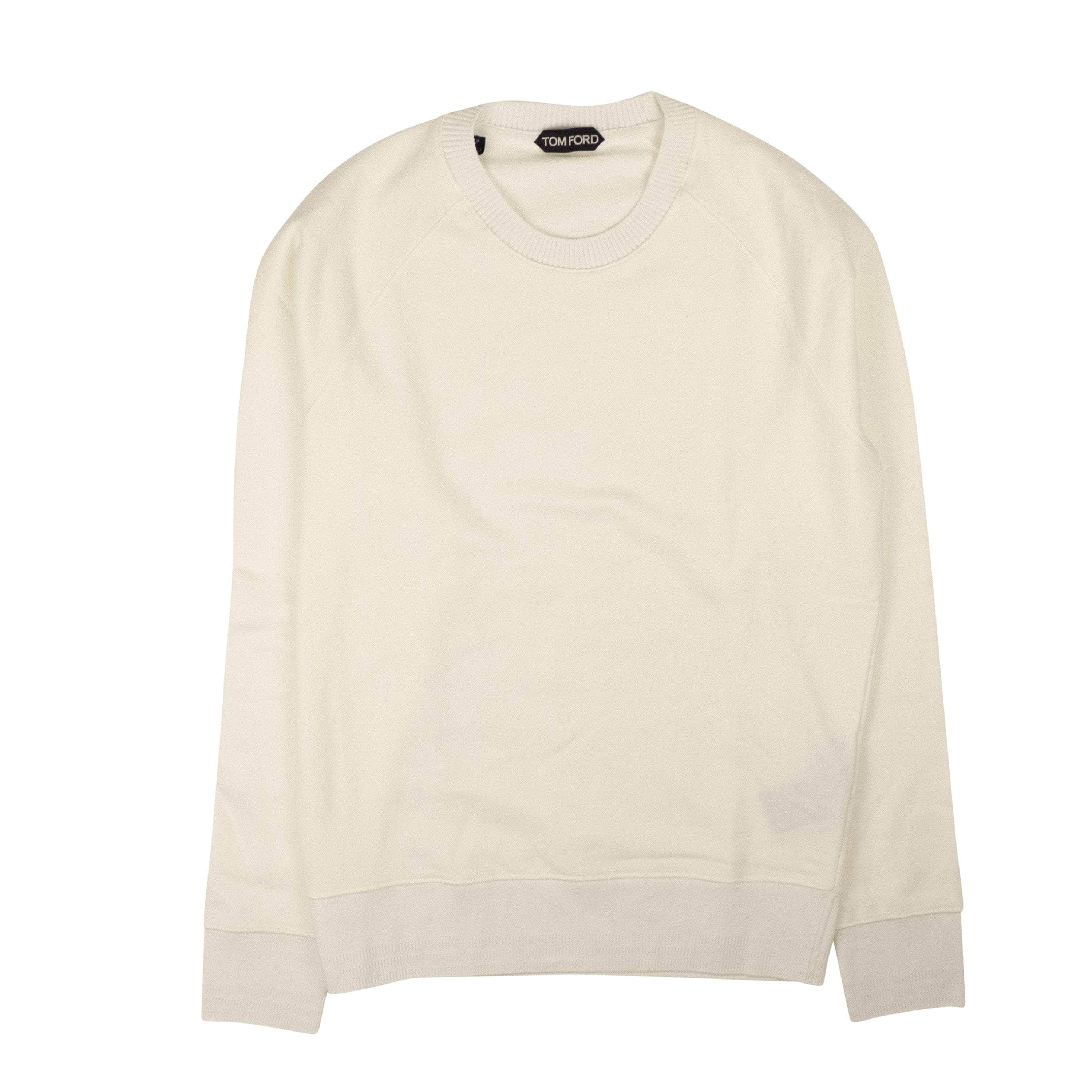 Tom Ford TFD-XTPS-0004/44 NWT TOM FORD White Ribbed Round Neck Basic Sweater Size 44 $850 TFD-XTPS-0004/44