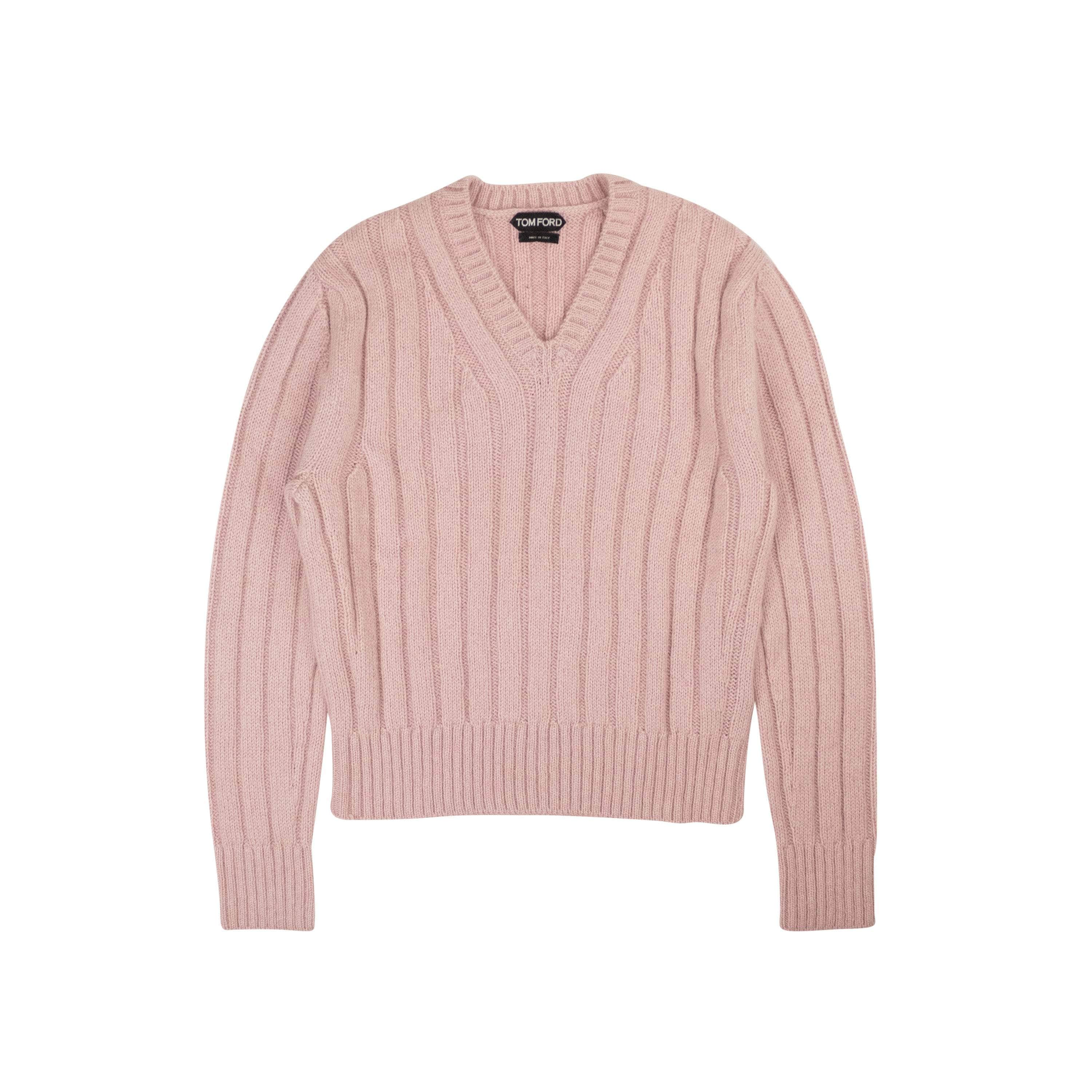 Tom Ford TFD-XTPS-0020/48 NWT TOM FORD Light Pink Rib Knit Sweater Size 48 $890 TFD-XTPS-0020/48