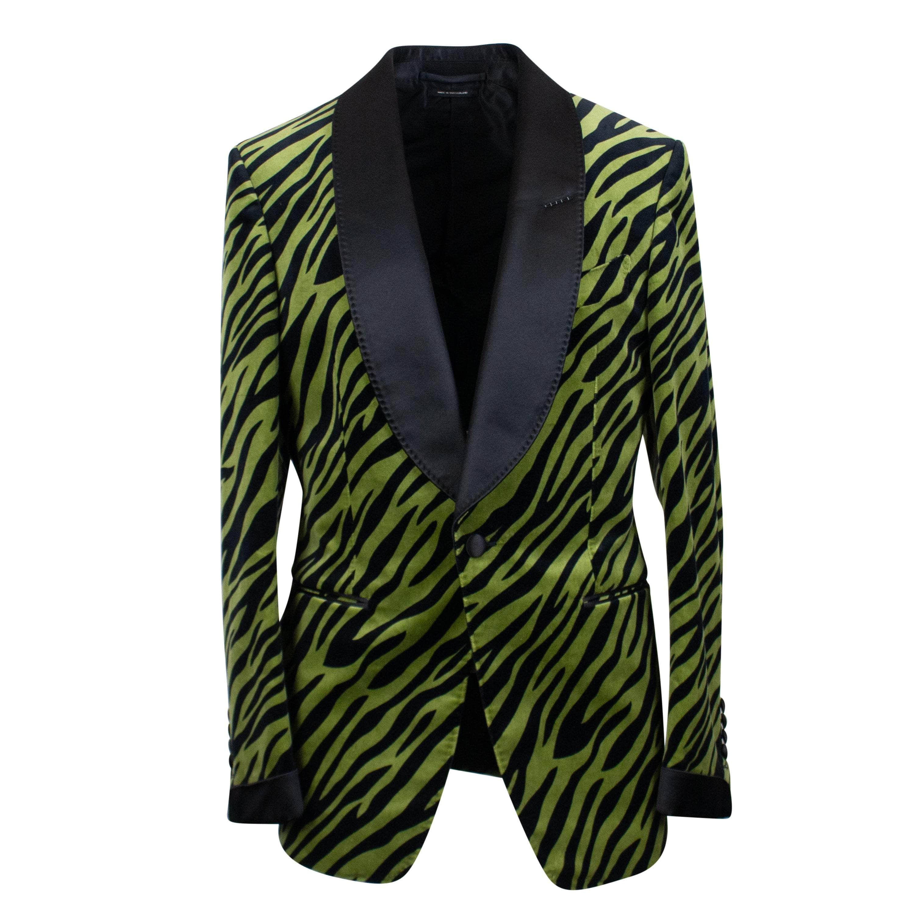 Tom Ford TFD-XTPS-0028/48 NWT TOM FORD Green & Black Shelton Zebra Print Suit Jacket Size 48 $4950 TFD-XTPS-0028/48