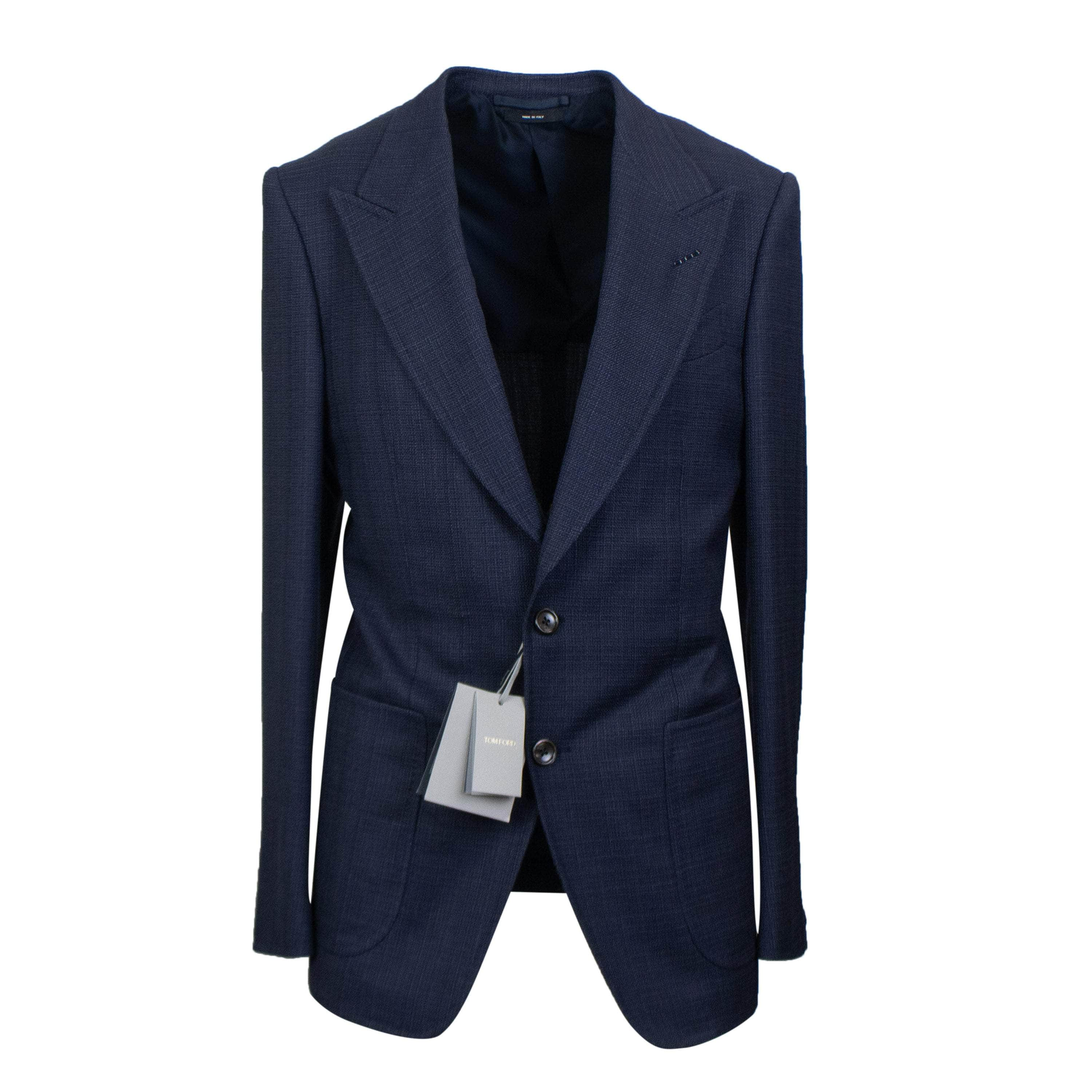 Tom Ford TFD-XTPS-0044/46 NWT Tom Ford DARK BLUE SHELTON WOVEN PEAK LAPEL WITH WELT POKET Size 46 $3990 TFD-XTPS-0044/46