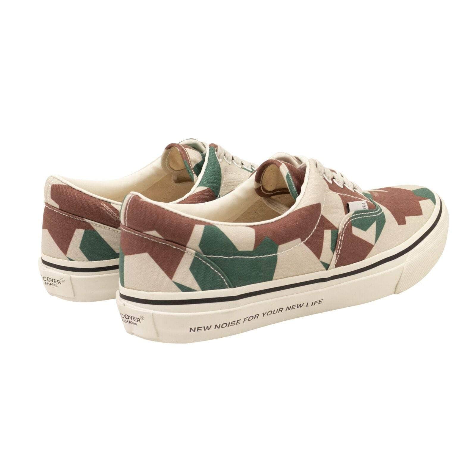 UNDERCOVER 250-500, channelenable-all, chicmi, couponcollection, gender-mens, main-shoes, mens-shoes, size-l, size-m, size-xl, undercover Beige Green And Brown Block Print Sneakers
