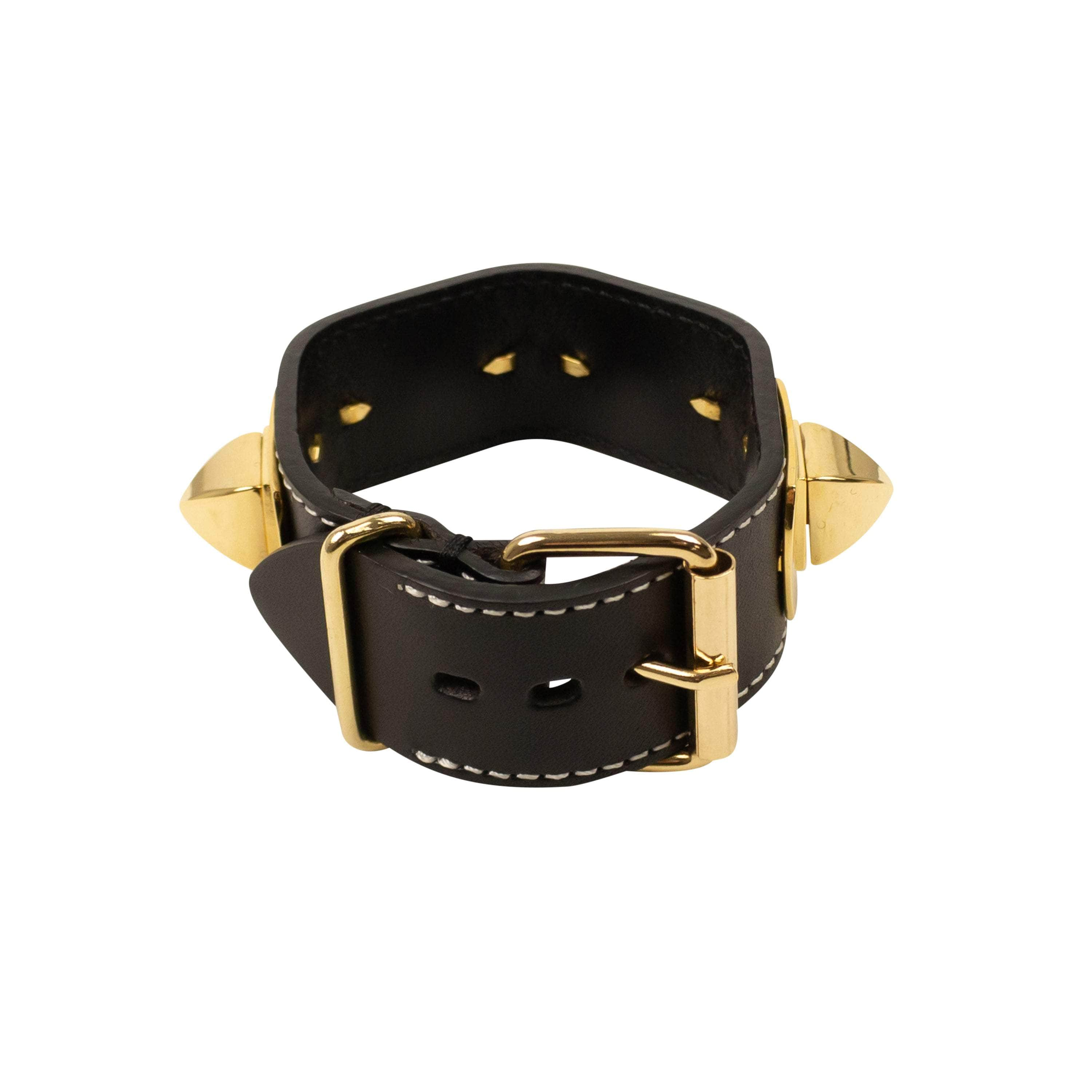 UNDERCOVER 95-UND-3011/OS NWT UNDERCOVER Black Leather Pyramid Stud Adjustable Bracelet Size OS 95-UND-3011/OS