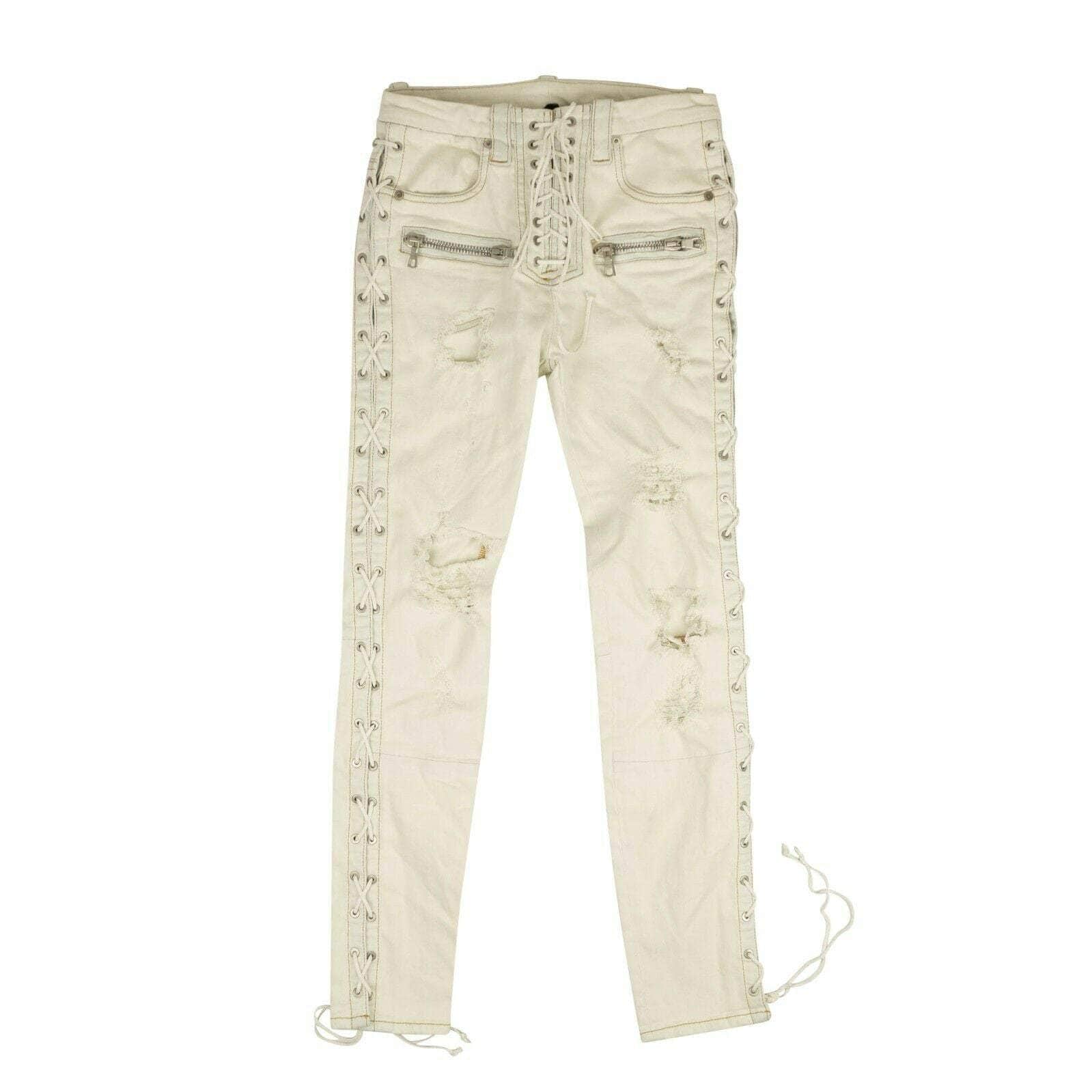 Unravel Project 250-500, channelenable-all, chicmi, couponcollection, gender-womens, main-clothing, size-24, size-25, unravel-project 25 White Washout Denim Side Lace Up Skinny Jeans 74NGG-UN-1204/25 74NGG-UN-1204/25