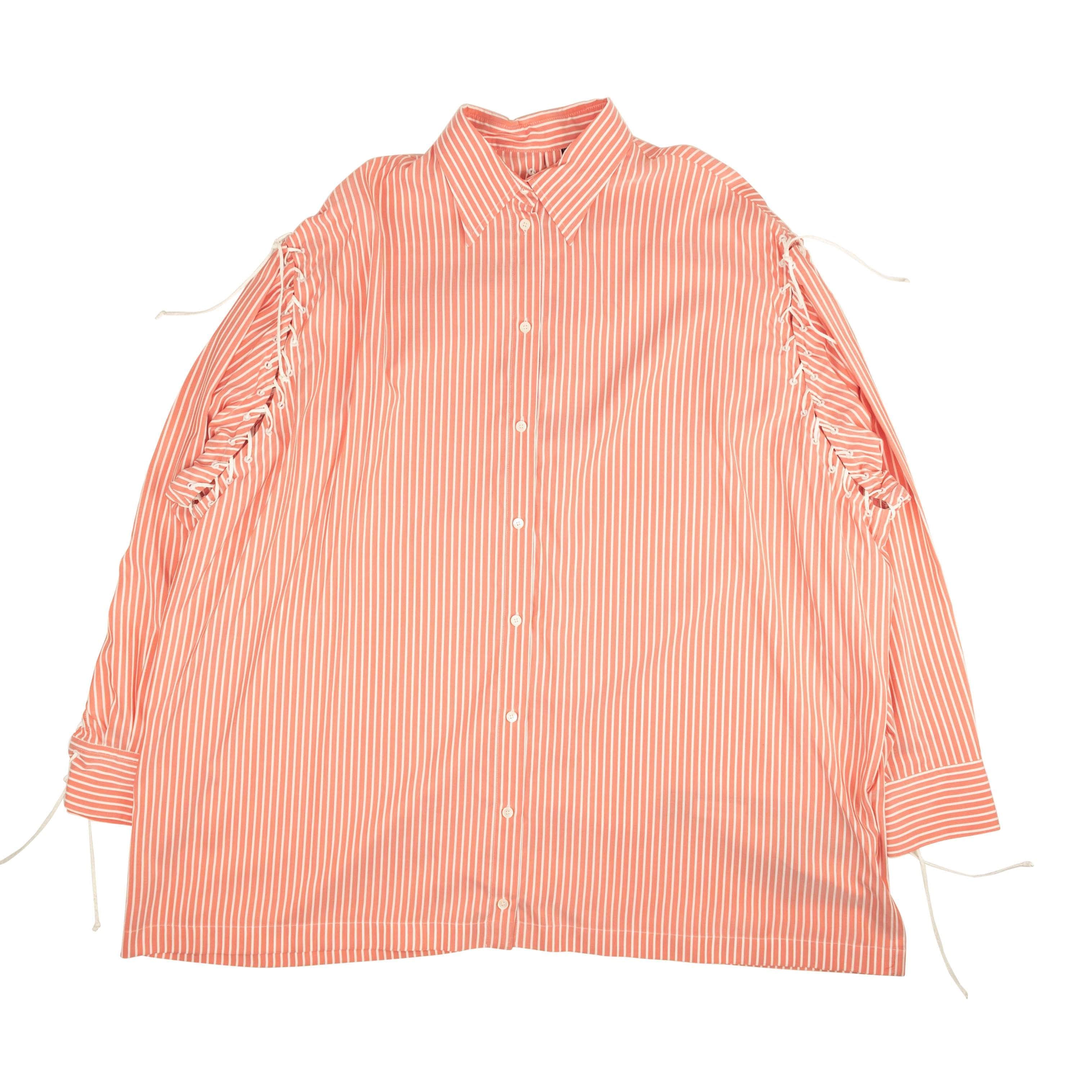 Unravel Project 250-500, channelenable-all, chicmi, couponcollection, gender-womens, main-clothing, size-38, size-40, size-42, unravel-project, womens-shirt-dresses Pink Lace Up Long Sleeve Shirt Dress
