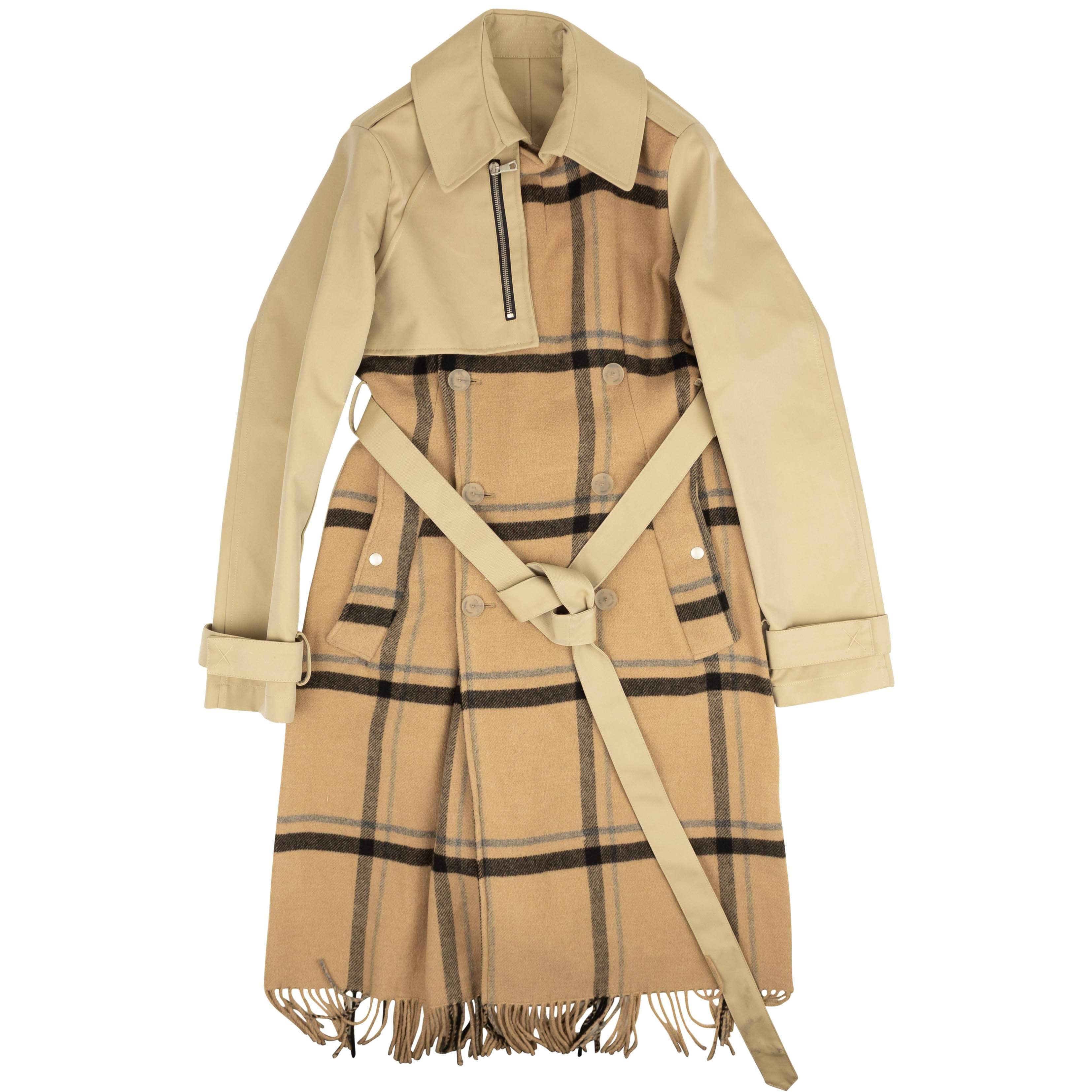 Unravel Project 250-500, channelenable-all, chicmi, couponcollection, gender-womens, main-clothing, size-40, size-42, uncategorized, unravel-project Beige Plaid Asymmetrical Trench Coat