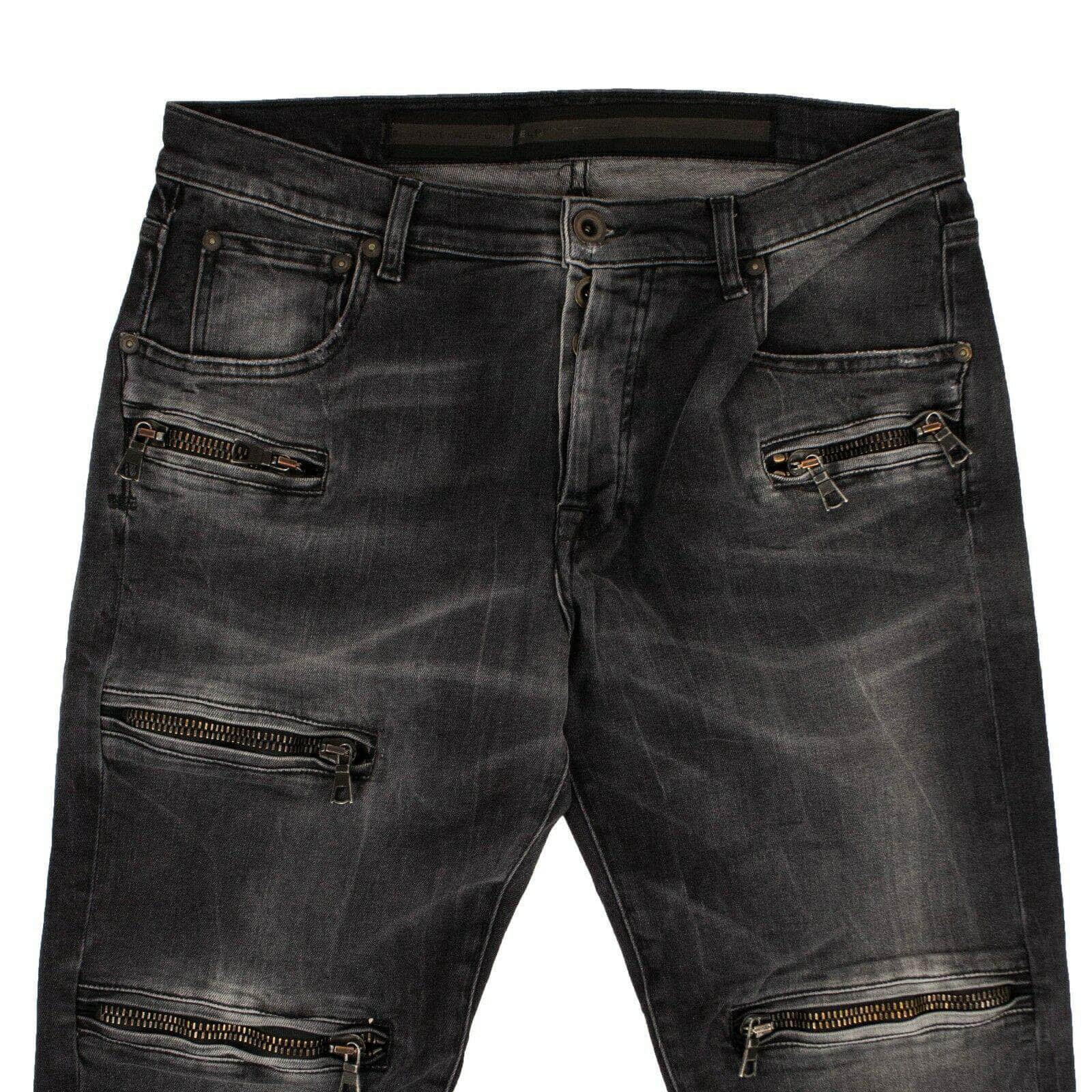 Black Multi Zip Slim Jeans - GBNY
