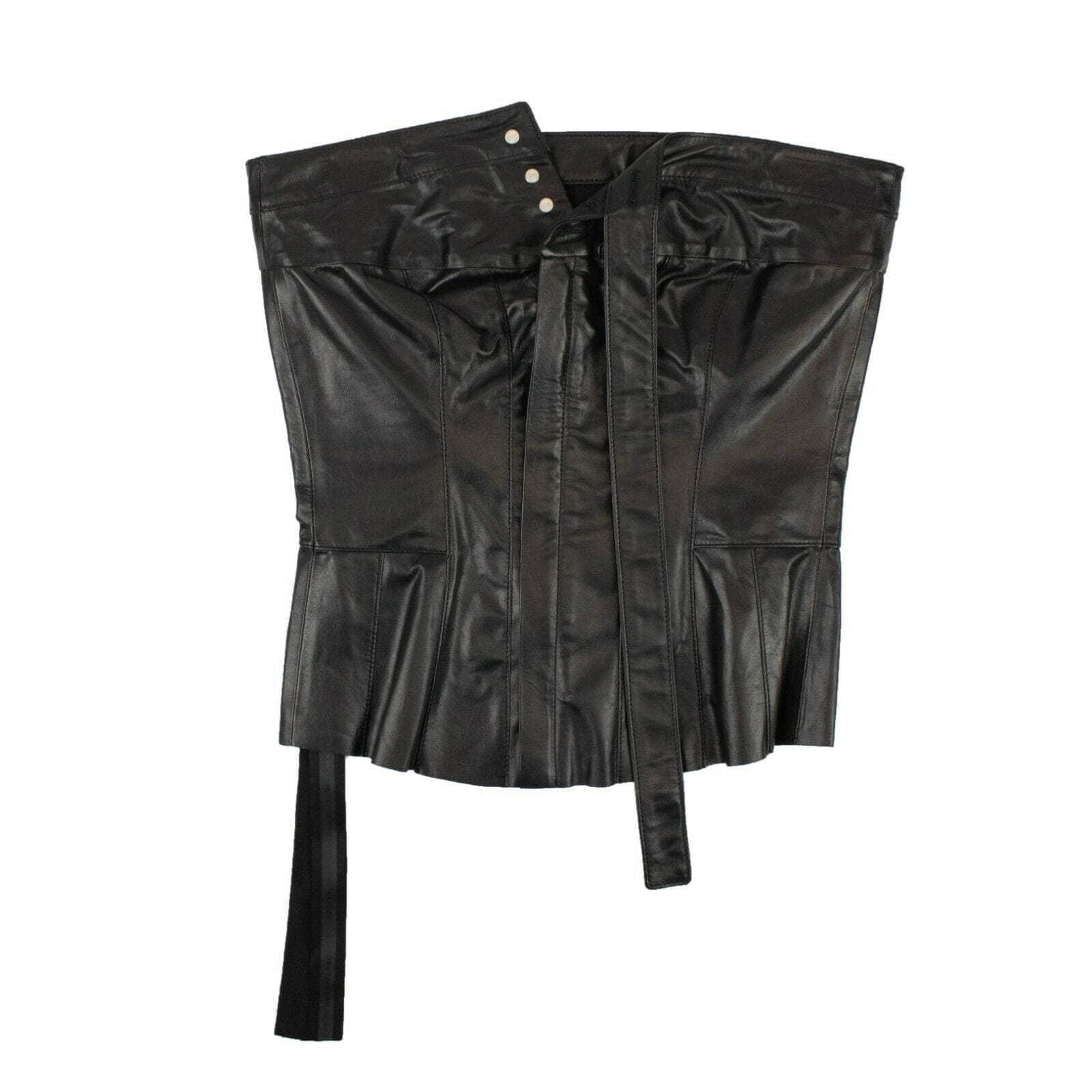 UNRAVEL PROJECT 250-500, channelenable-all, couponcollection, gender-womens, main-clothing, sale-enable, size-m, size-s, unravel-project, womens-crop-tops S Black Leather Corset Top 82NGG-UN-1185/S 82NGG-UN-1185/S