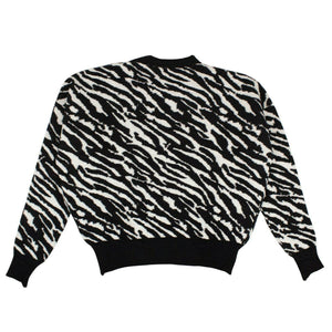 UNRAVEL PROJECT 250-500, channelenable-all, couponcollection, gender-womens, main-clothing, sale-enable, size-s, unravel-project, womens-crewneck-sweaters S Black/White Wool Zebra Print Sweater 82NGG-UN-1157/S 82NGG-UN-1157/S