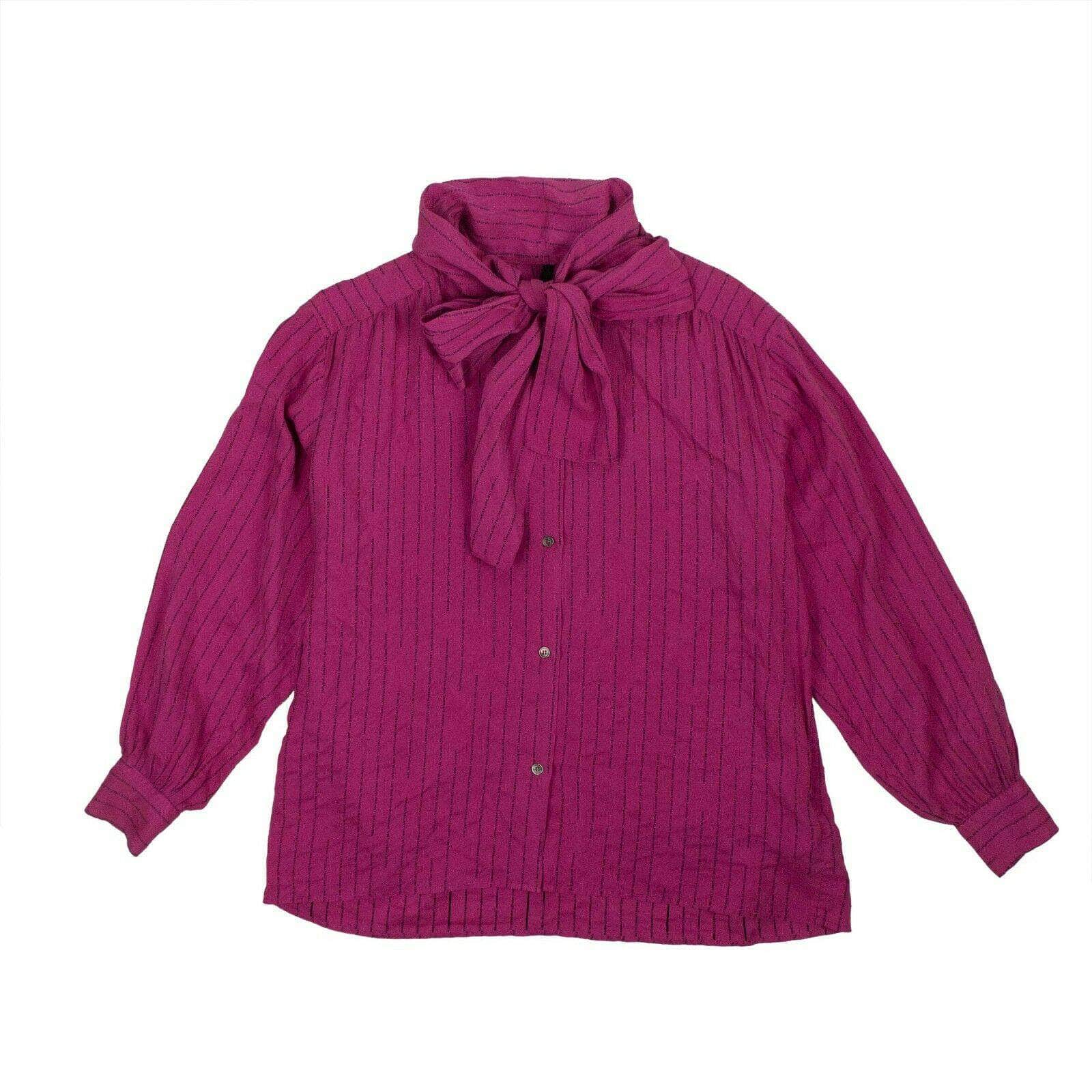 Unravel Project 250-500, couponcollection, gender-womens, main-clothing, size-s, size-xs, unravel-project, womens-blouses S / UWGA029F18221001 Pink Silk Logo Striped Pattern Blouse 69LE-1746/S 69LE-1746/S