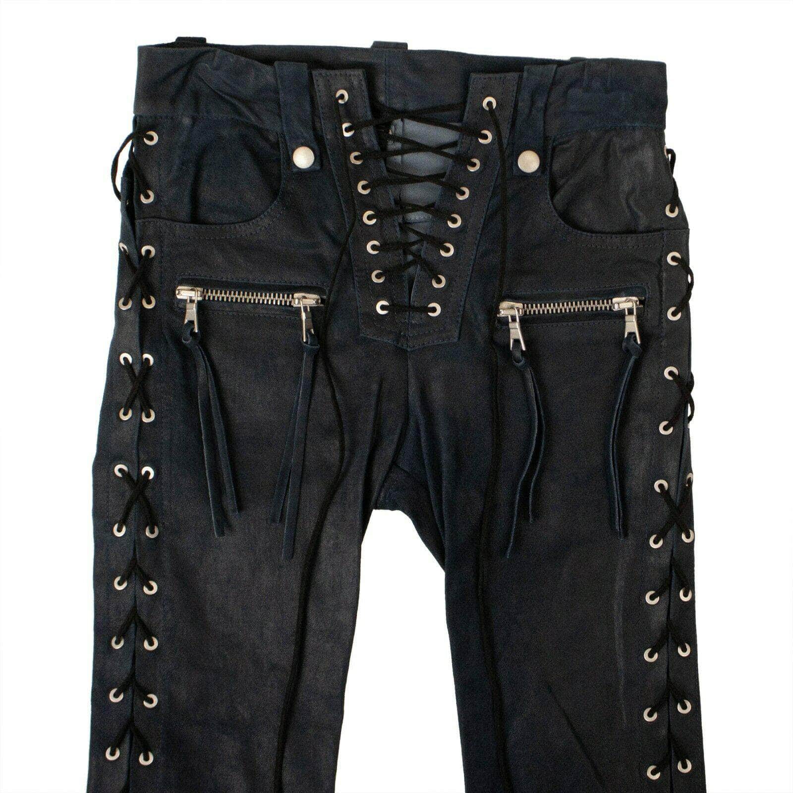Side Lace-up Nano Enamel Pants - Black | SANNA'S Online Store