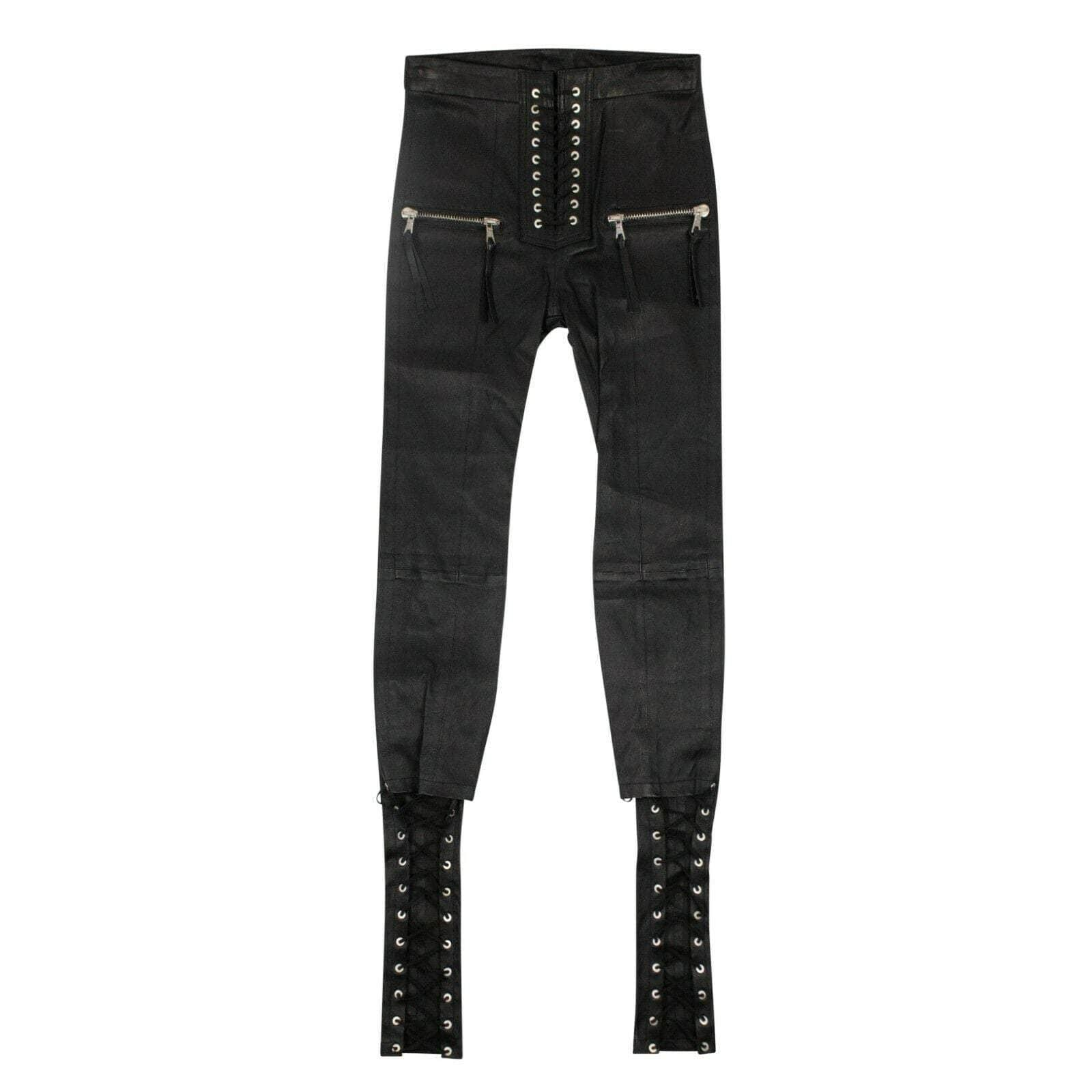 Unravel Project 74NGG-UN-1012/26 NWT UNRAVEL PROJECT Black Leather Lace Up Skinny Pants Size 26 $2030 74NGG-UN-1012/26