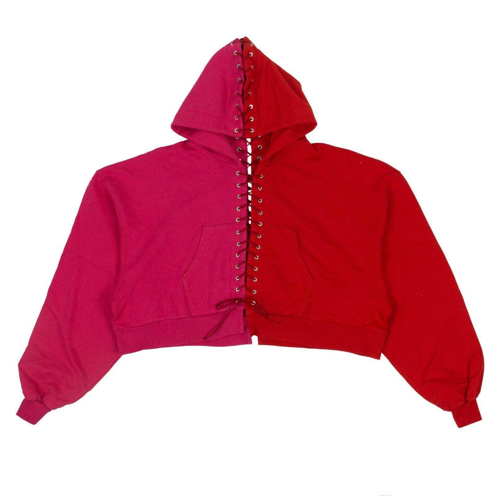 Unravel Project 74NGG-UN-1023/S NWT UNRAVEL PROJECT Fuchsia And Red Lace-Up Hoodie Sweatshirt Size S $735 74NGG-UN-1023/S