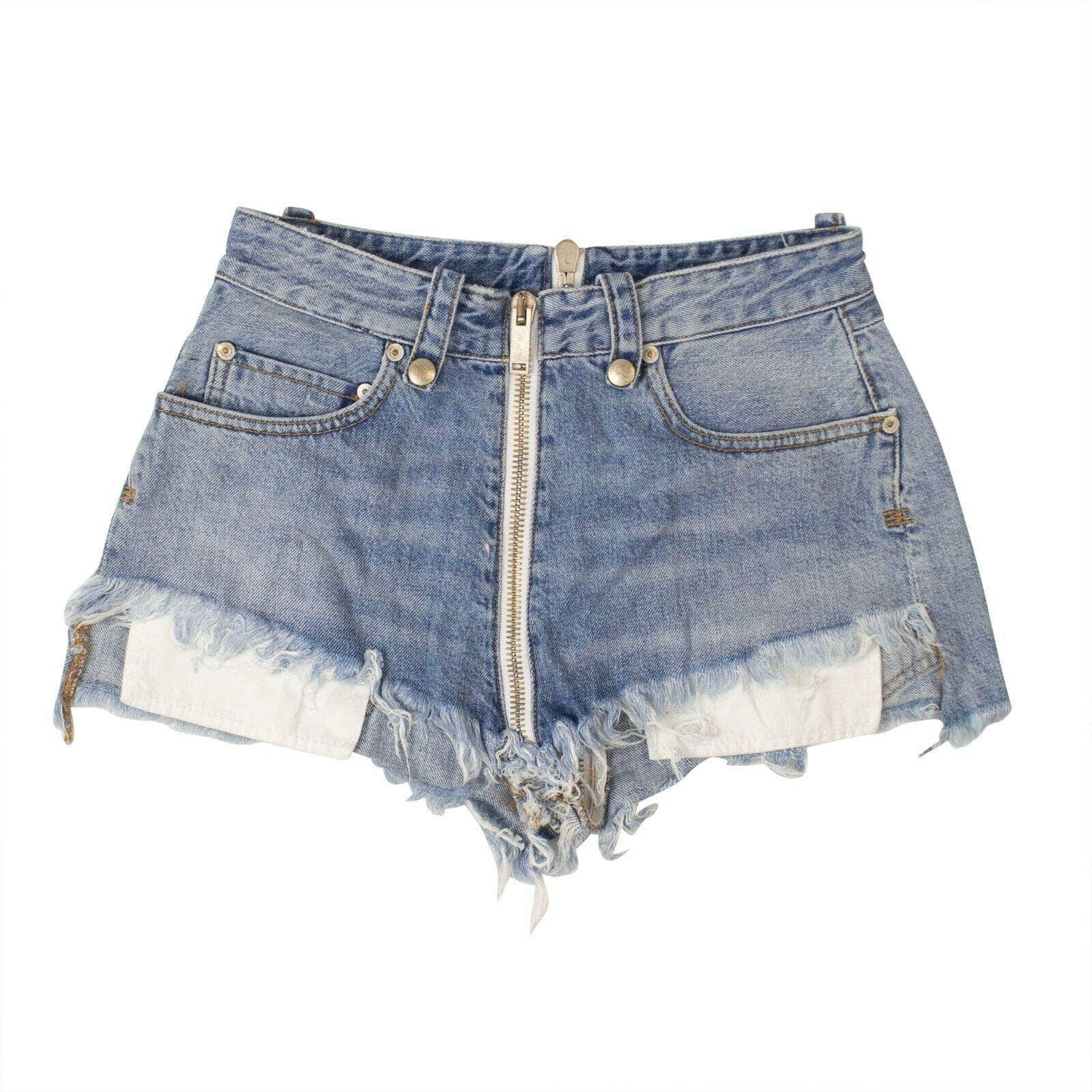 Unravel Project 74NGG-UN-1041/24 NWT UNRAVEL PROJECT Denim Zipped Shorts Size 24 $525 74NGG-UN-1041/24