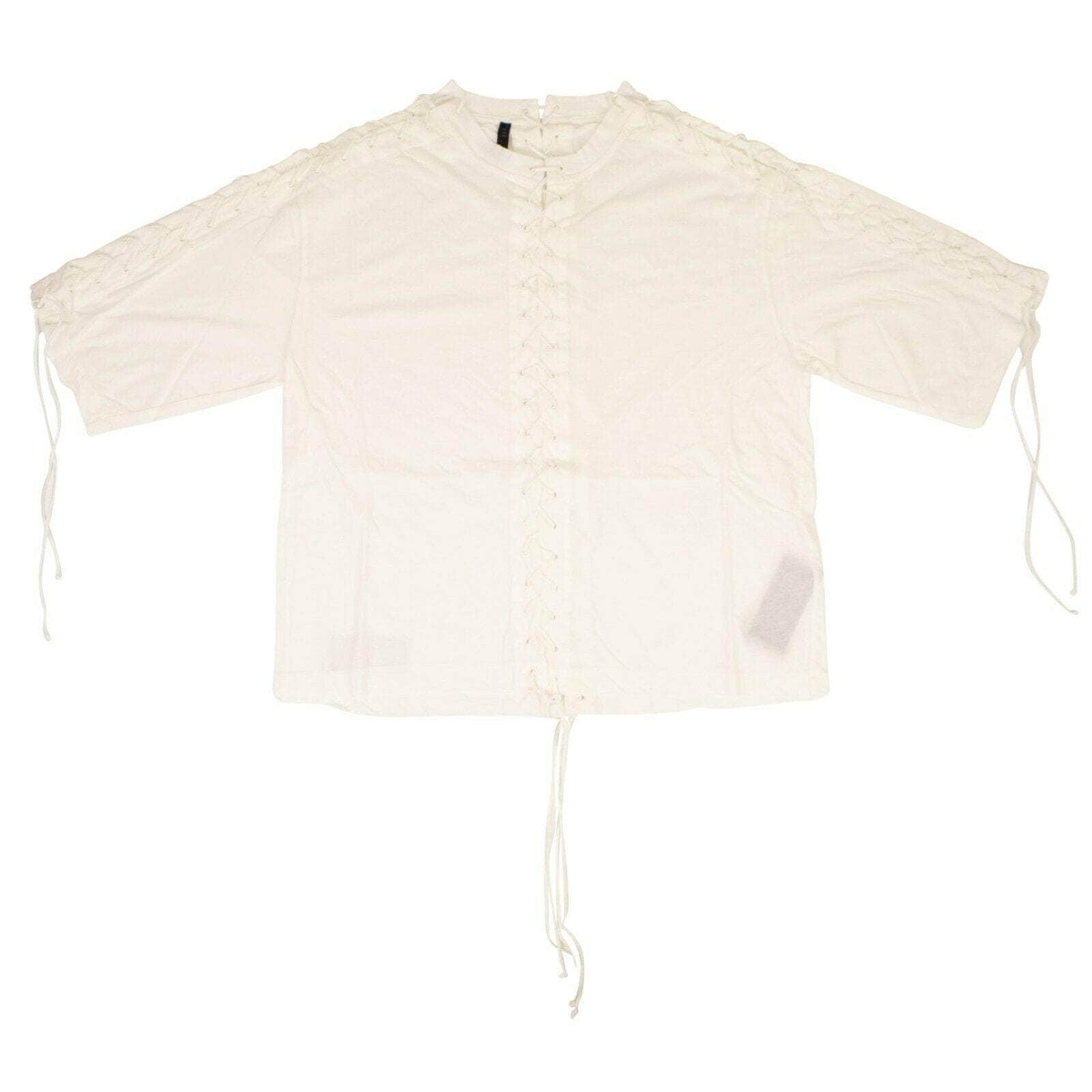 Unravel Project 74NGG-UN-1074/M NWT UNRAVEL PROJECT Ivory Lace Up T-Shirt Size M $595 74NGG-UN-1074/M