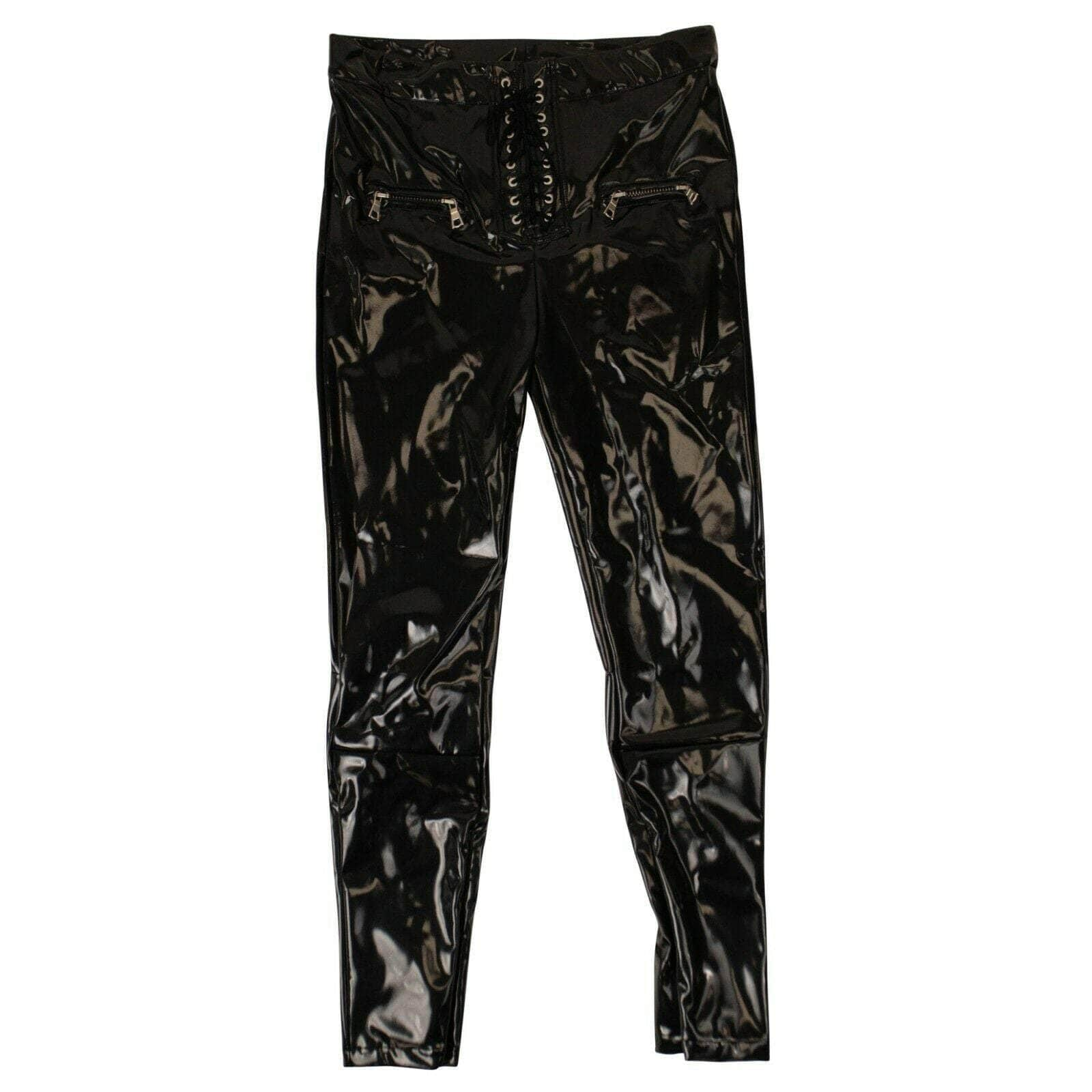 Unravel Project 74NGG-UN-1085/24 NWT UNRAVEL PROJECT Black Latex Lace Up Pants Size 24 $1295 74NGG-UN-1085/24