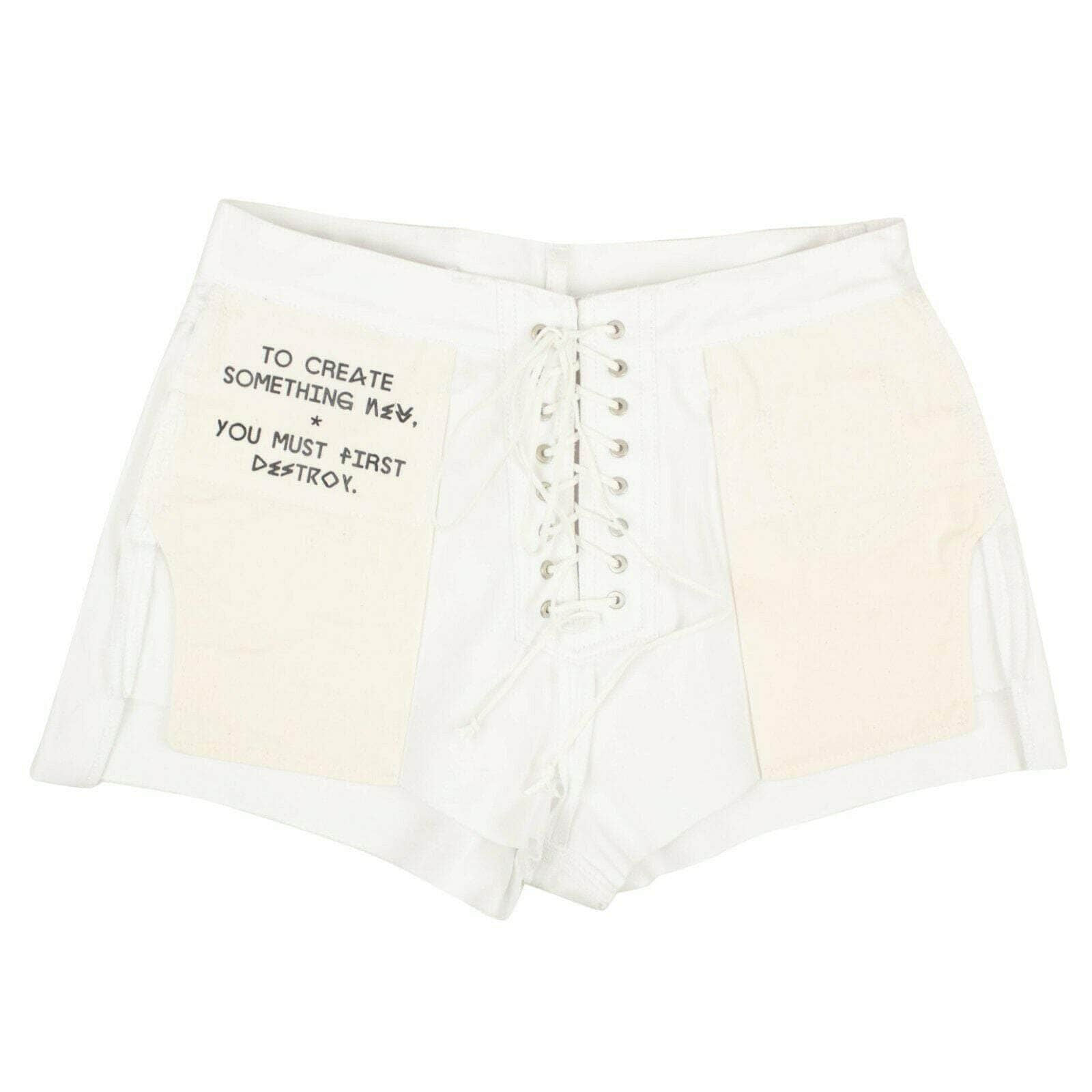 Unravel Project 74NGG-UN-1087/27 NWT UNRAVEL PROJECT White Lace Up Distressed Denim Shorts Size 27 $525 74NGG-UN-1087/27