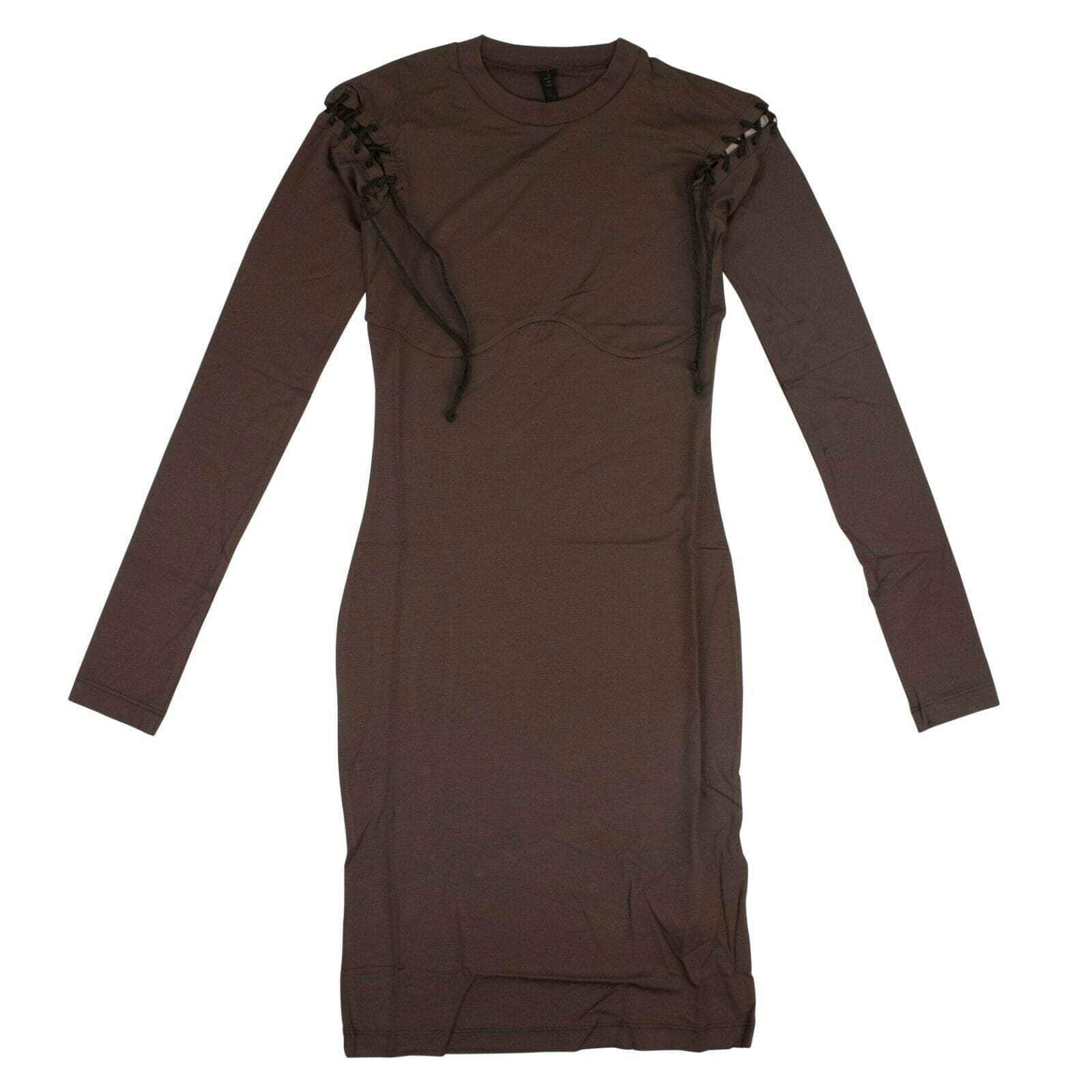 Unravel Project 74NGG-UN-1094/S NWT UNRAVEL PROJECT Brown Lace Up Bodycon Dress Size S $525 74NGG-UN-1094/S