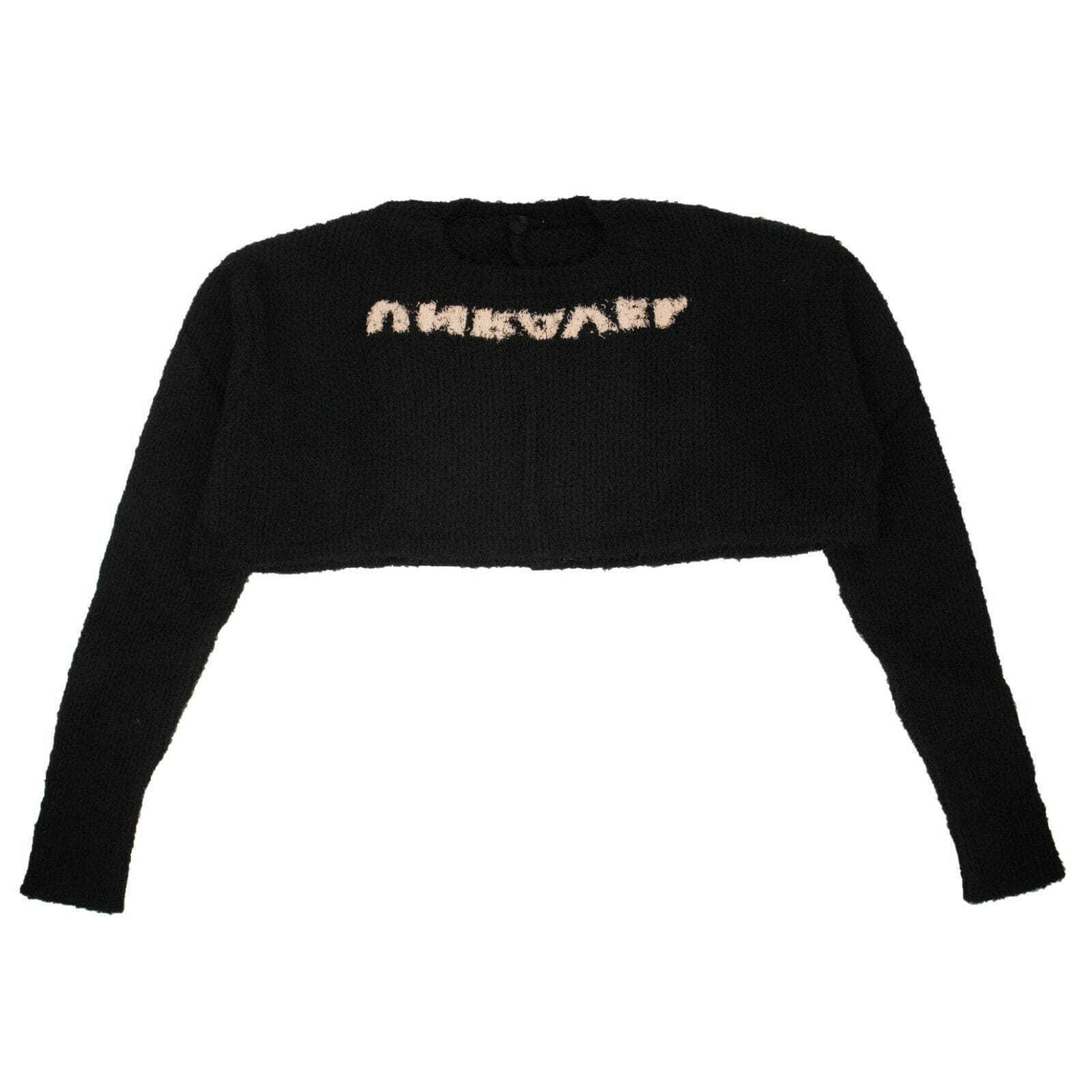 Unravel Project 74NGG-UN-1120/S NWT UNRAVEL PROJECT Black Cropped Crew Neck Sweater Size S $1035 74NGG-UN-1120/S