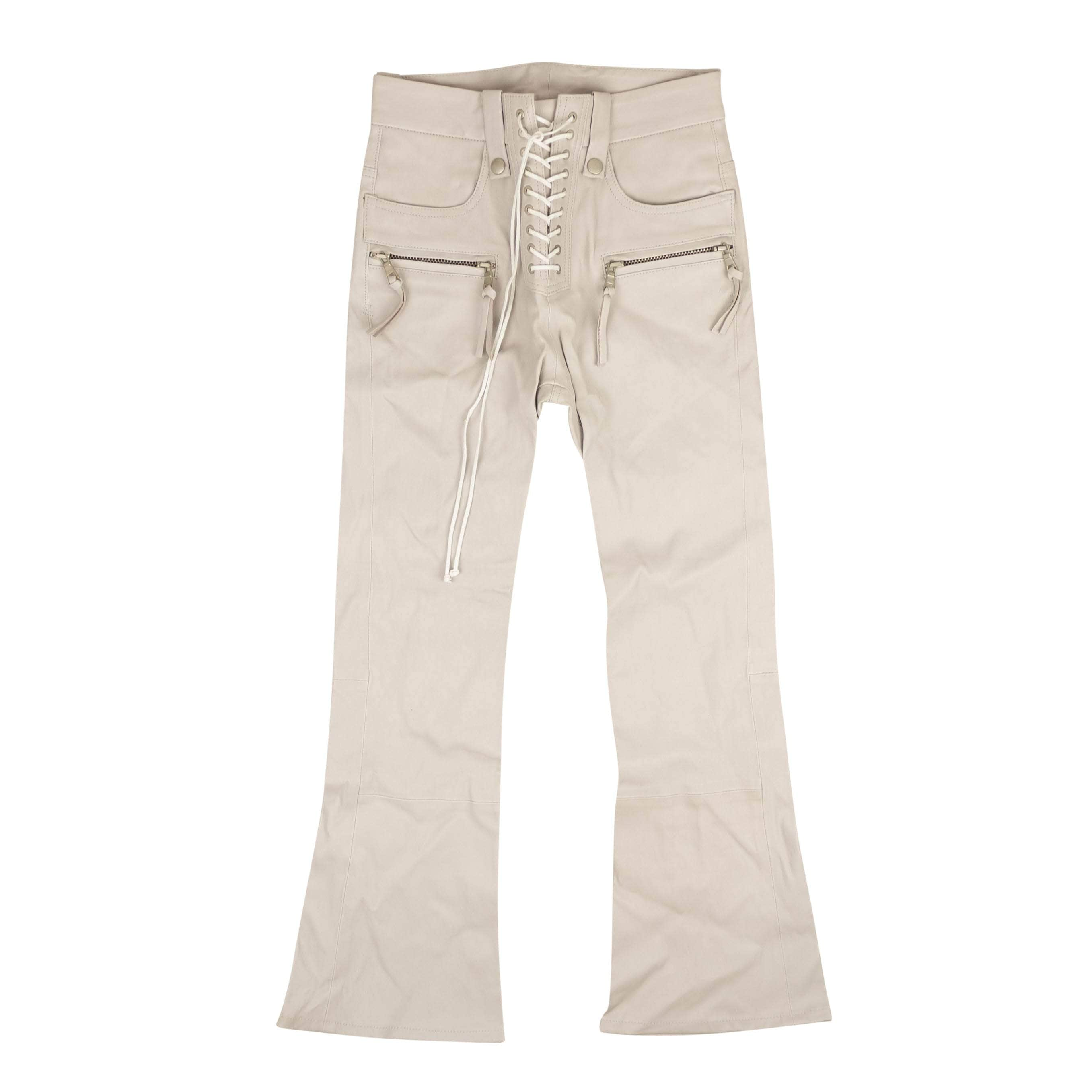 Unravel Project 74NGG-UN-1195/26 NWT UNRAVEL PROJECT Tan Leather Lace Up Pants Size 26 $2170 74NGG-UN-1195/26