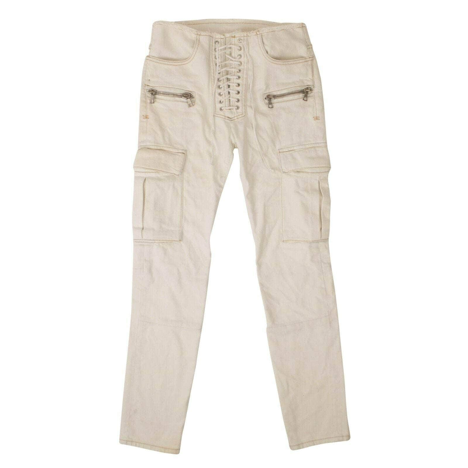 Unravel Project 74NGG-UN-1203/24 NEW UNRAVEL PROJECT White Denim Tie Up Jeans Size 24 $1015 74NGG-UN-1203/24